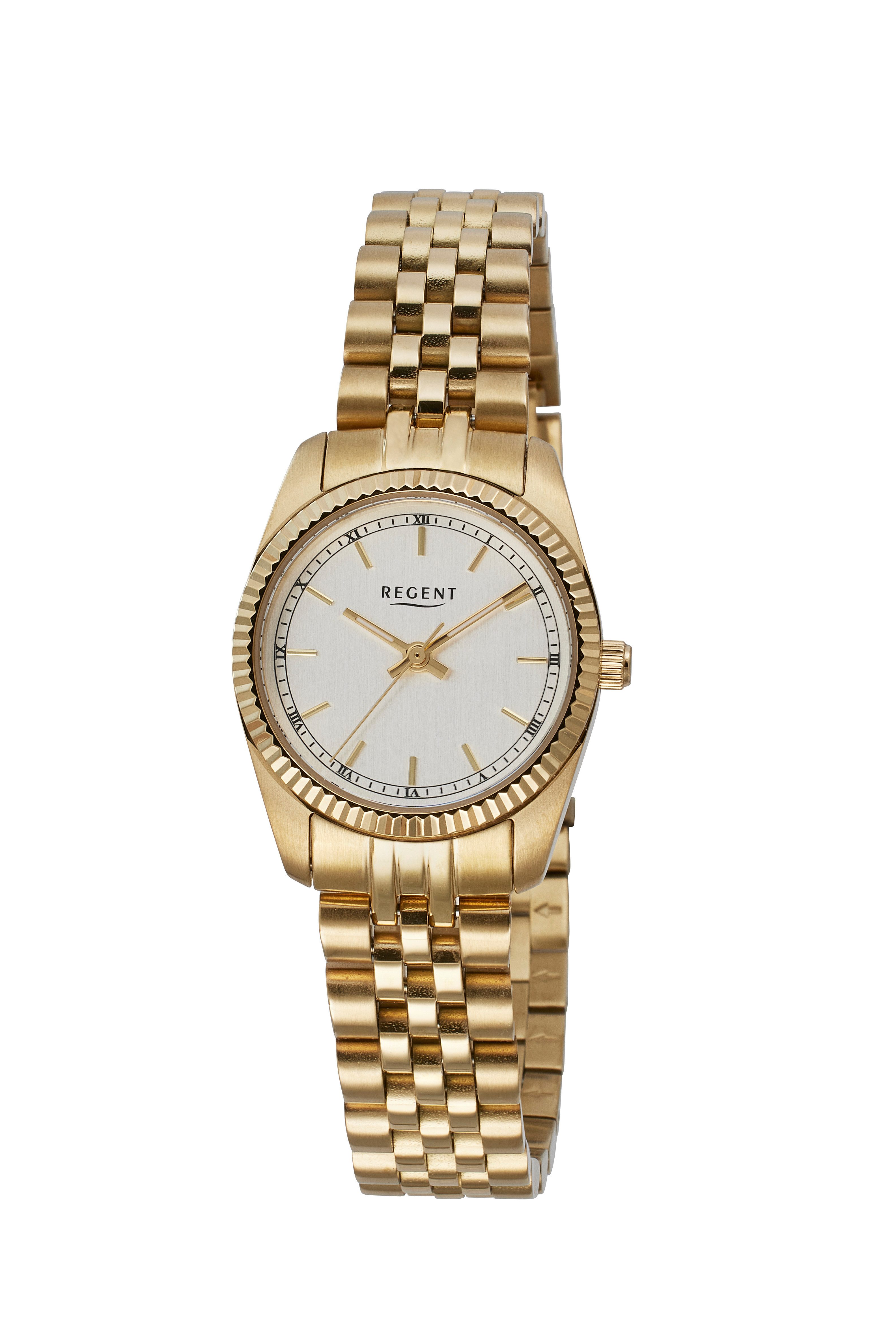 Regent Quarzuhr F1599, Armbanduhr, Damenuhr, Edelstahlarmband, analog