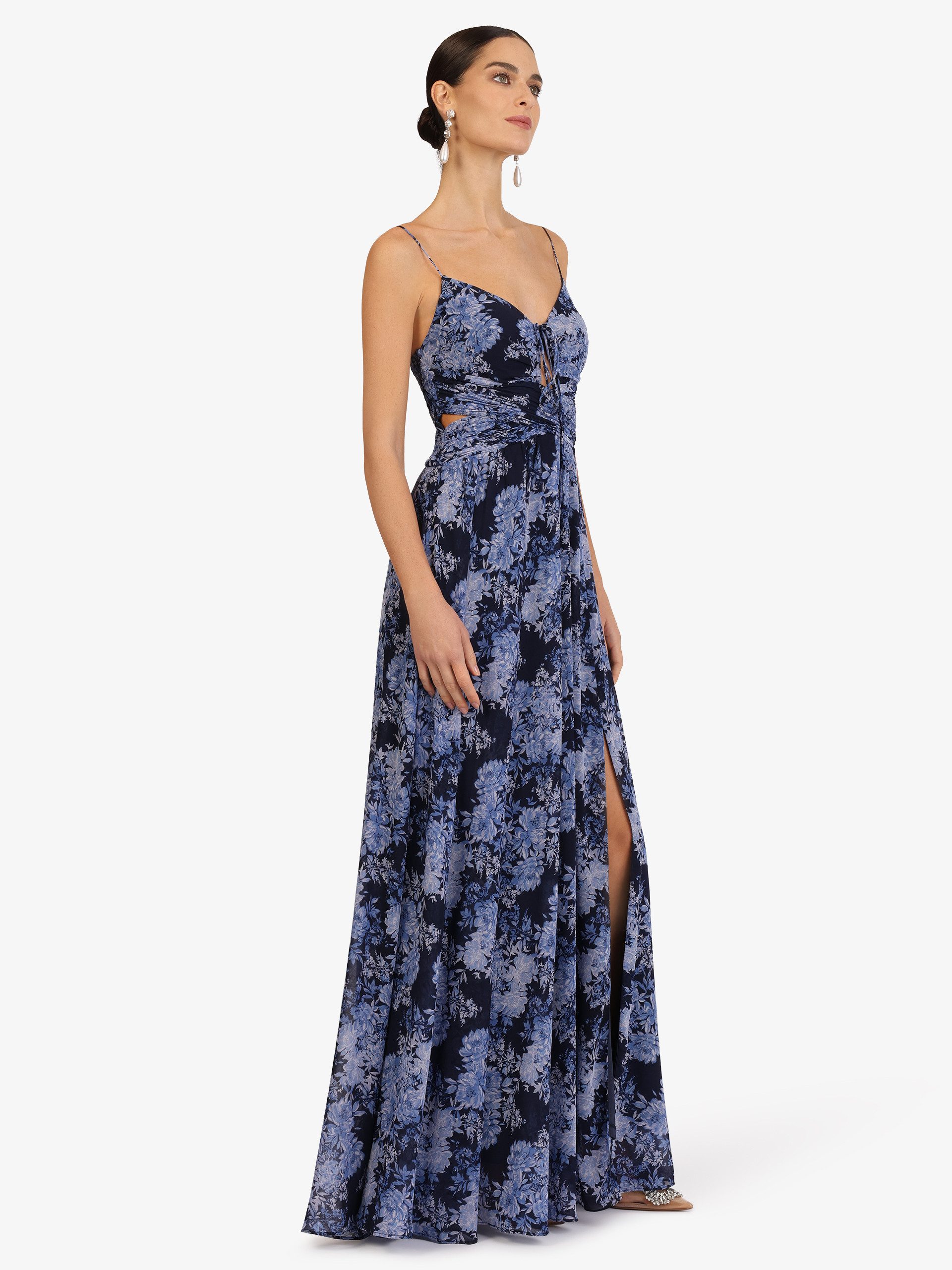 Kraimod Abendkleid mit Spaghettiträgern und Schlitz