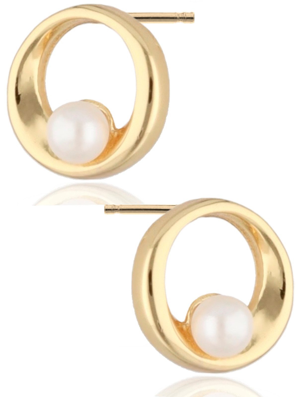 Goldene Hufeisen Paar Ohrstecker Runde Gold Ohrringe mit Perlen für moderne günstig online kaufen