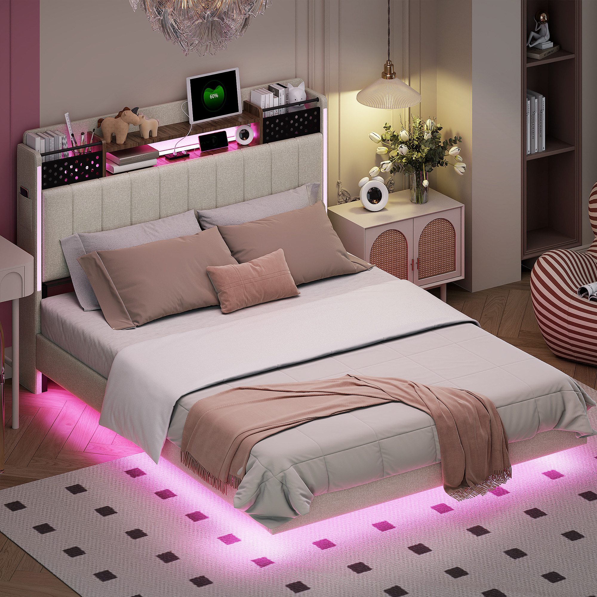 STILVORA Polsterbett 140×200 bett mit Steckdose günstig online kaufen