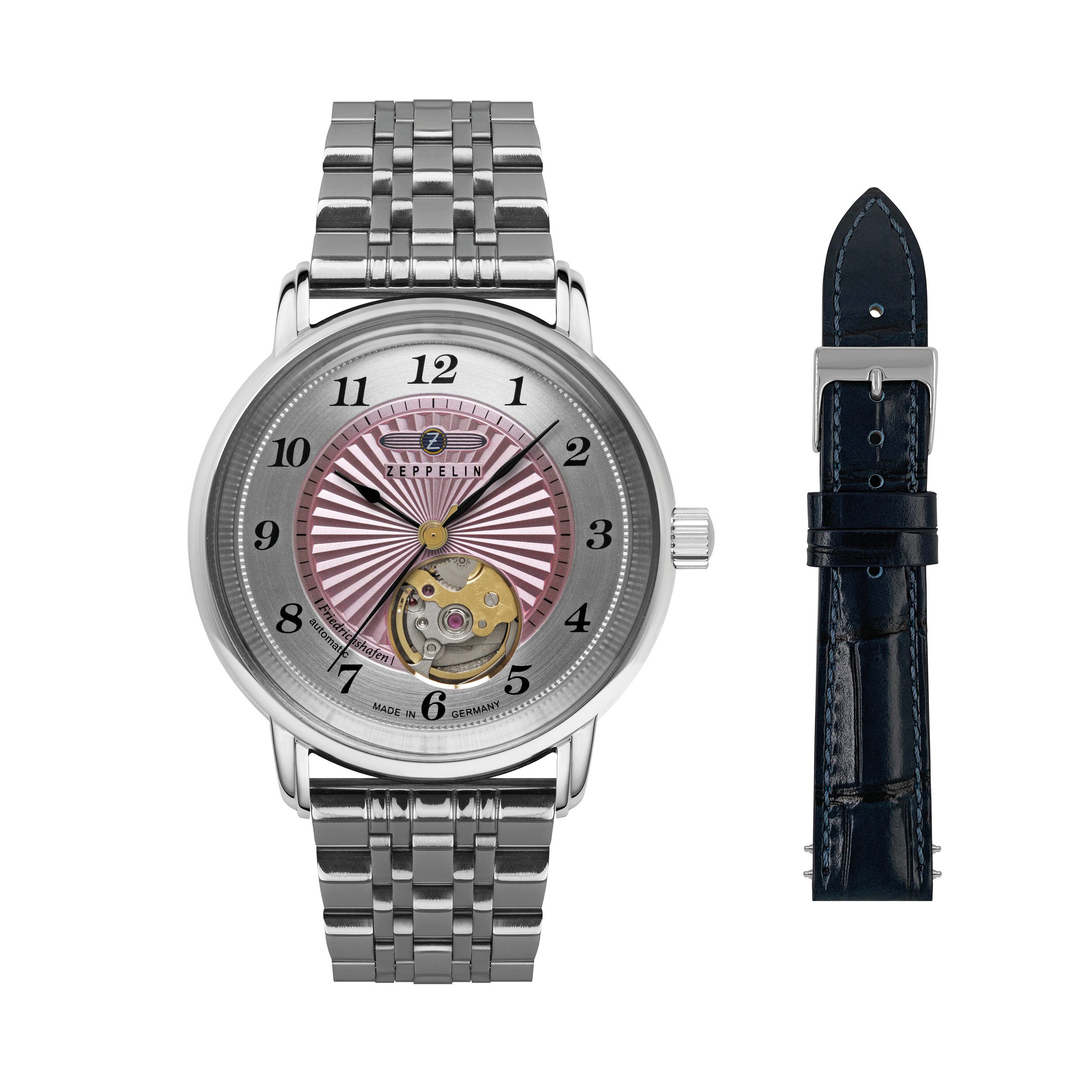 ZEPPELIN Automatikuhr Friedrichshafen 8569M-5_SET, (Set, 2-tlg., mit Wechselarmband), Armbanduhr, Damenuhr, Made in Germany, Mechanische Uhr