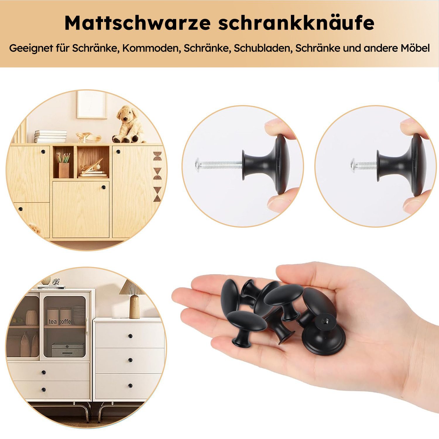 MOPUEA Möbelgriff 12 Stück Vintage-Schrankknöpfe, schicke Schubladenknöpfe (Einfache Installation und praktische Anwendung, 12-St., Vielseitig einsetzbar in ver – Bild 4 von 5