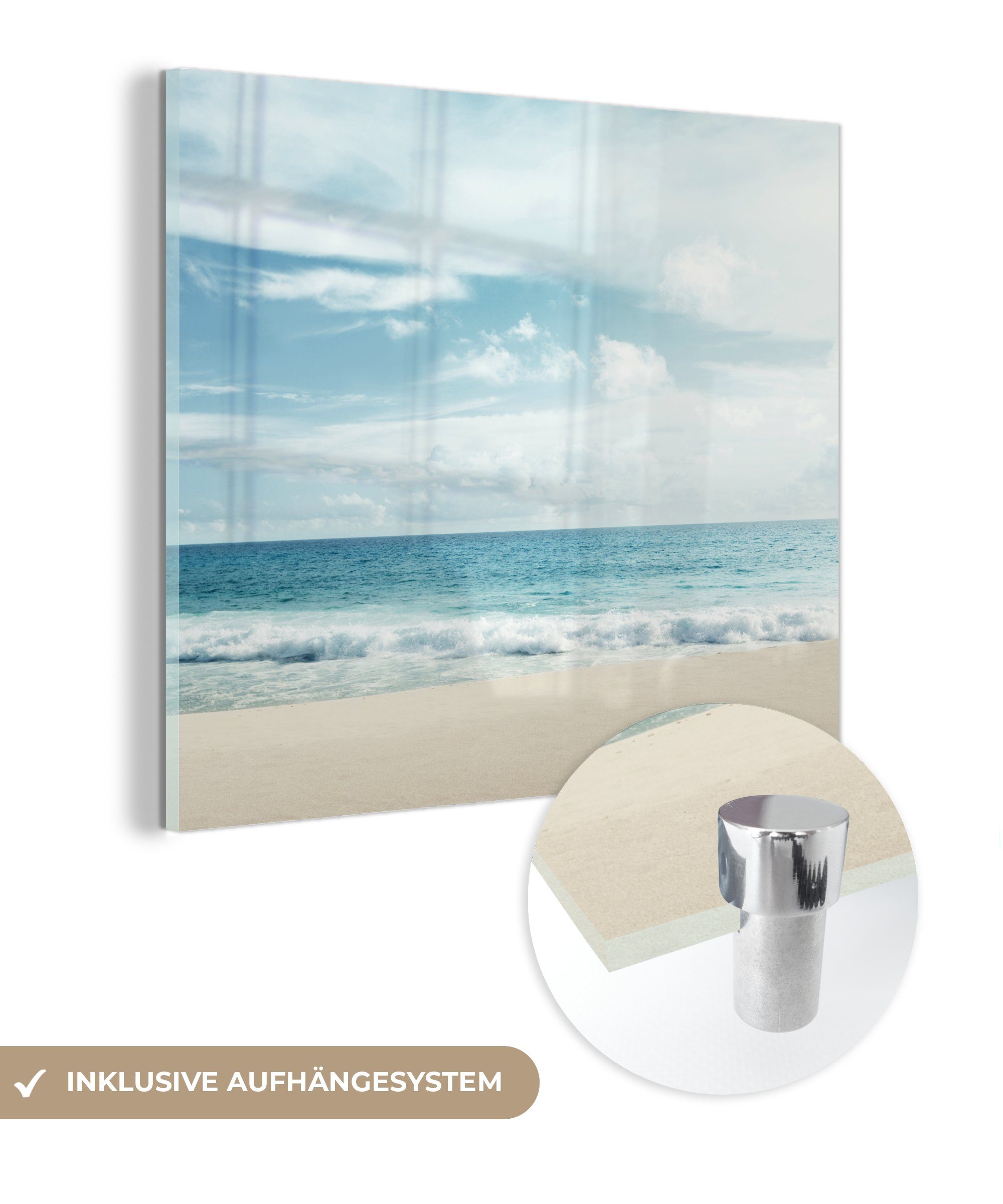 MuchoWow Acrylglasbild Strand Bilder auf St), Foto Glas - Meer Wanddekoration Glasbilder - - auf Glas (1 - - Wandbild Sommer