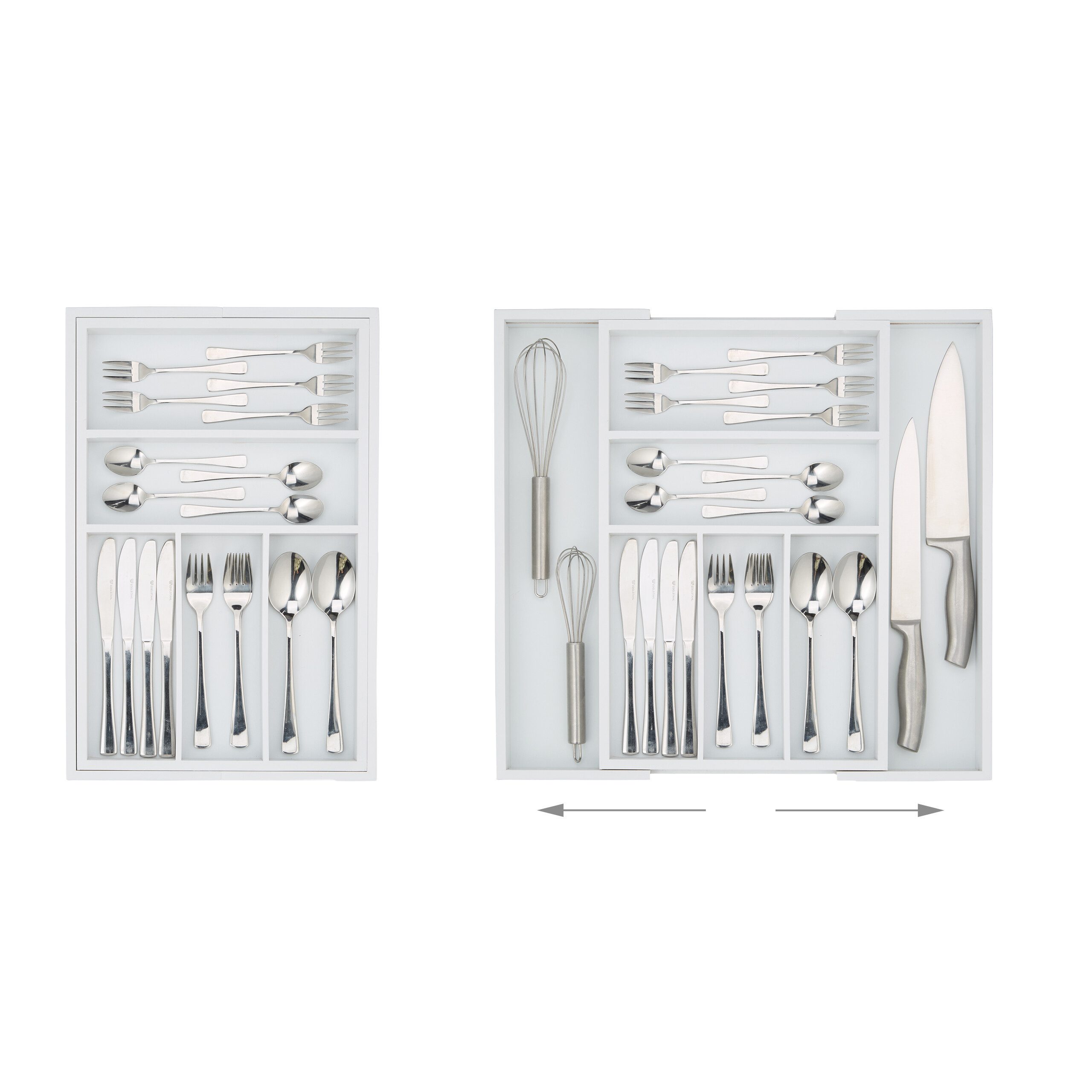 relaxdays Besteckkasten Besteckeinsatz Bambus weiß