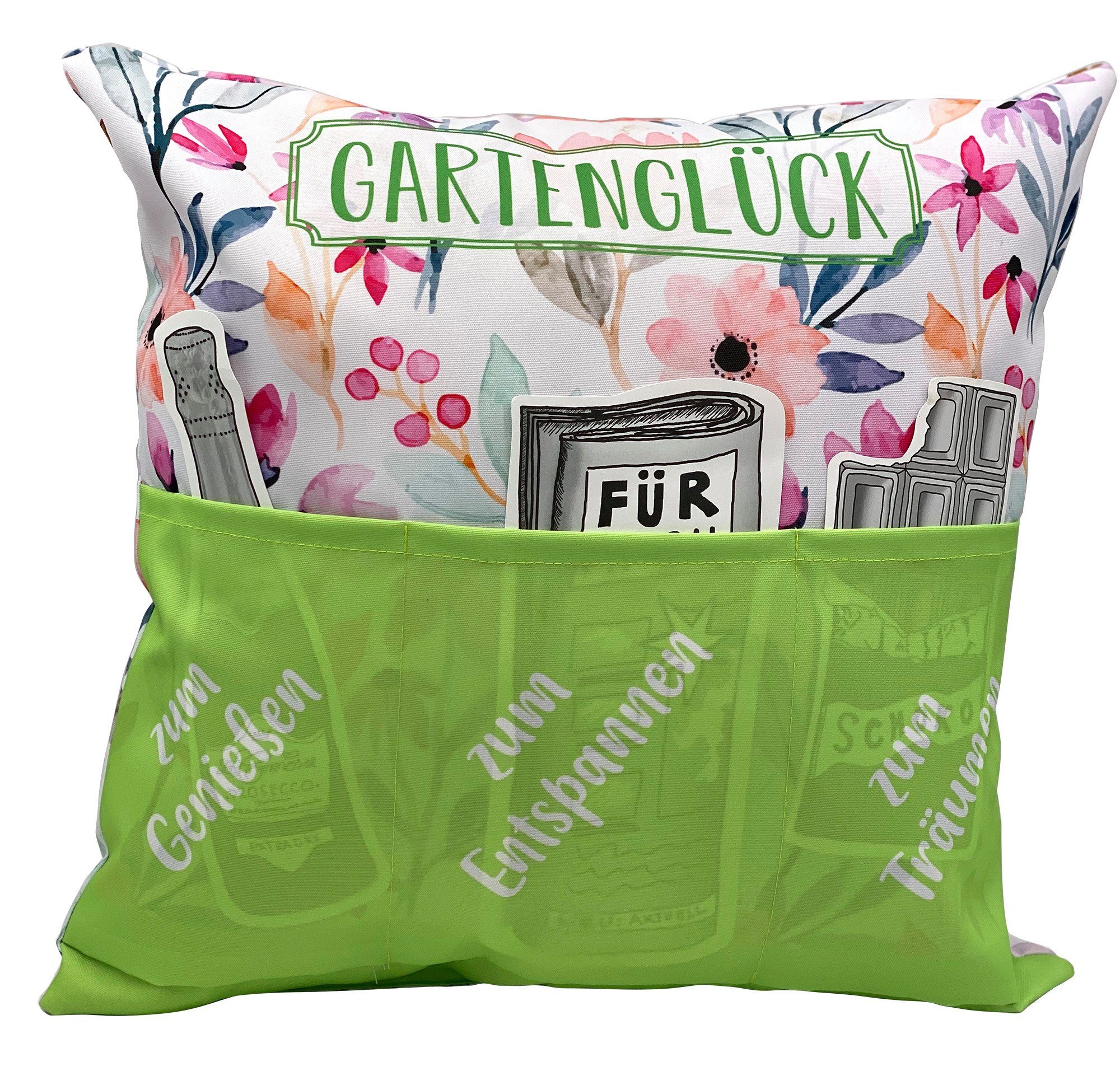 HERGO Creation Zierkissen OutdoorKissen „Gartenglück“, (ein Outdoor
