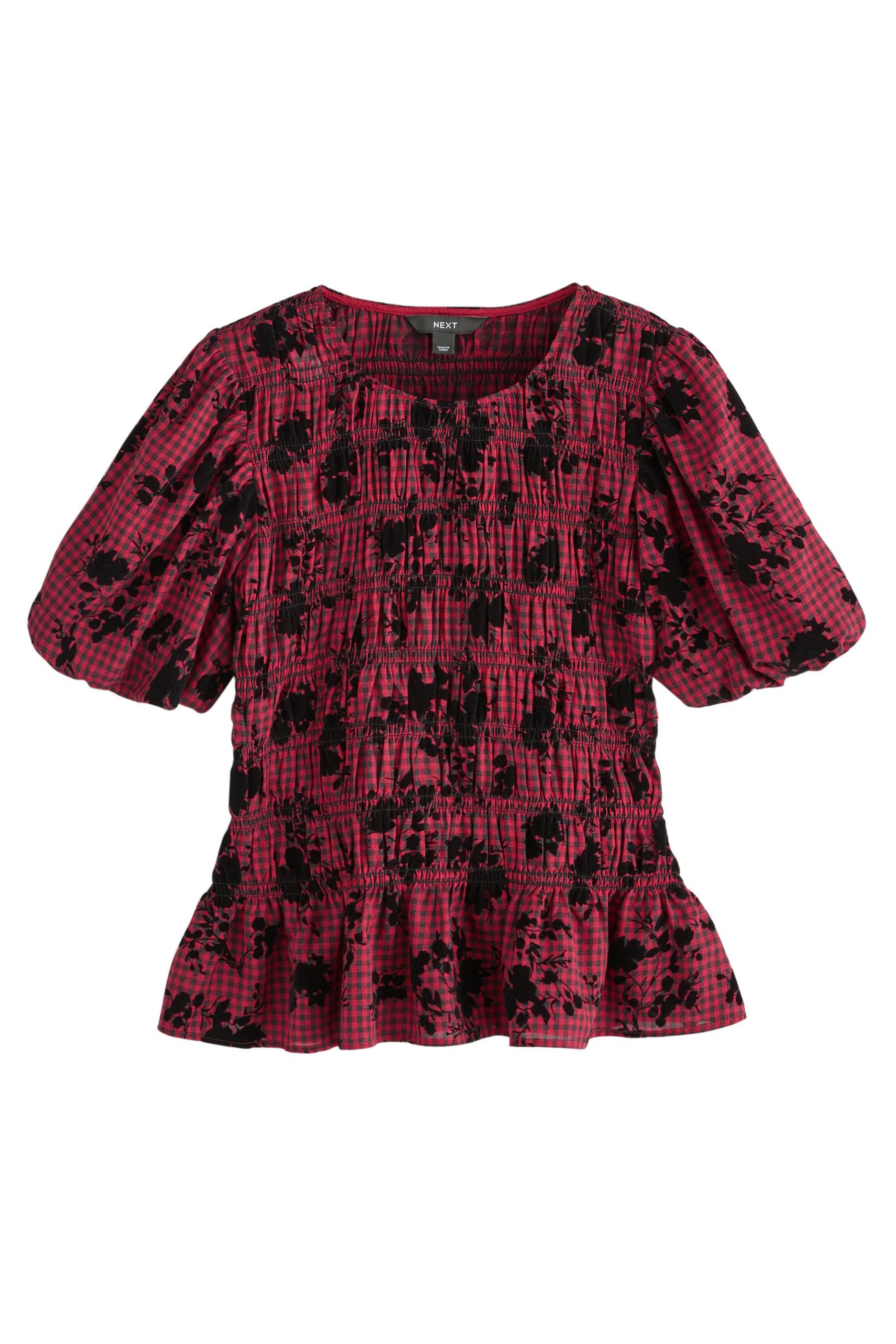Next Kurzarmbluse Beflockte Bluse mit kurzem Puffärmeln (1-tlg) günstig online kaufen