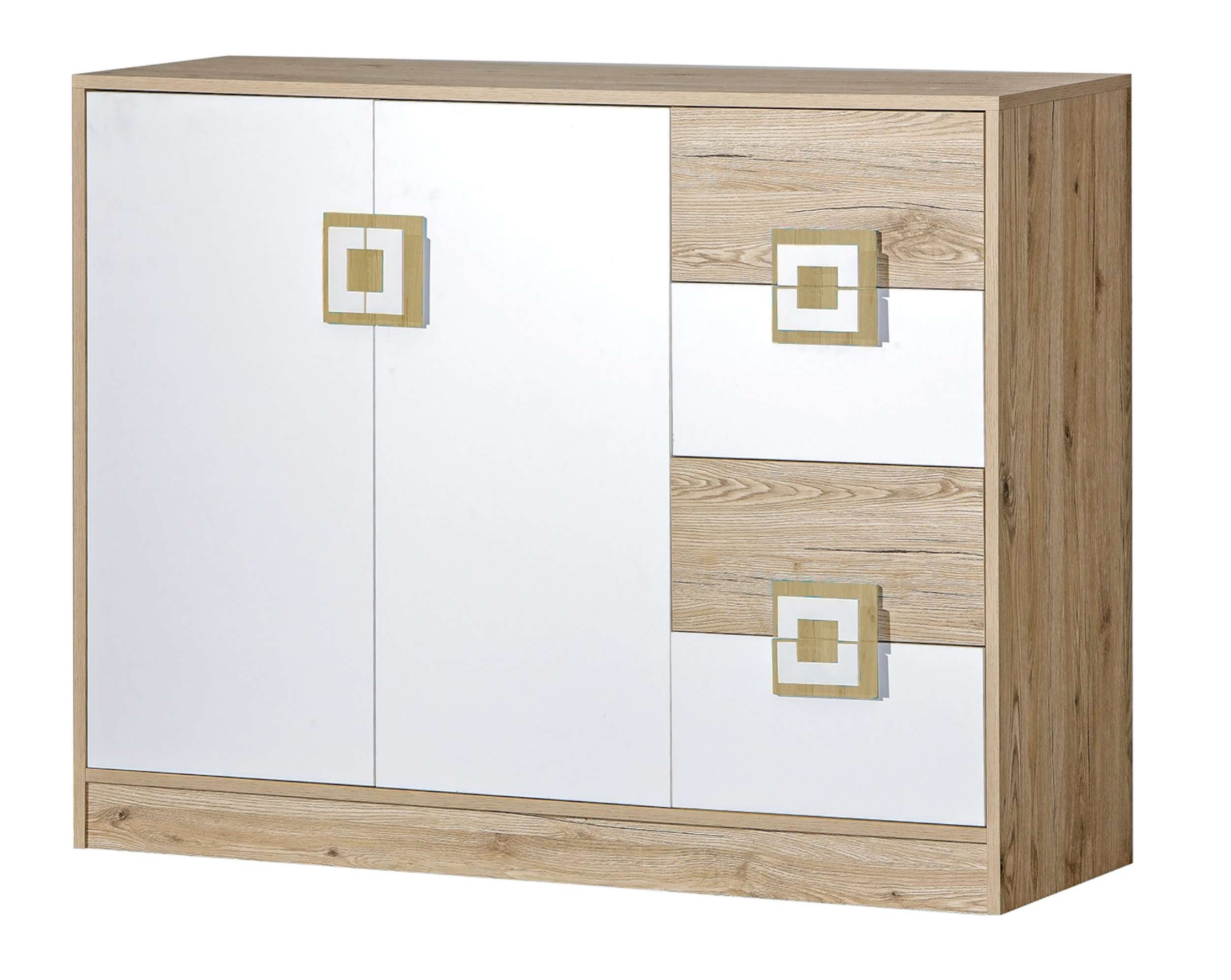 Stylefy Kinderkleiderschrank Nicole II (Sideboard, Standschrank) viel Stauraum, mit Schubladen, Vollauszug, Modern Design, für Kinder Eiche - Weiß