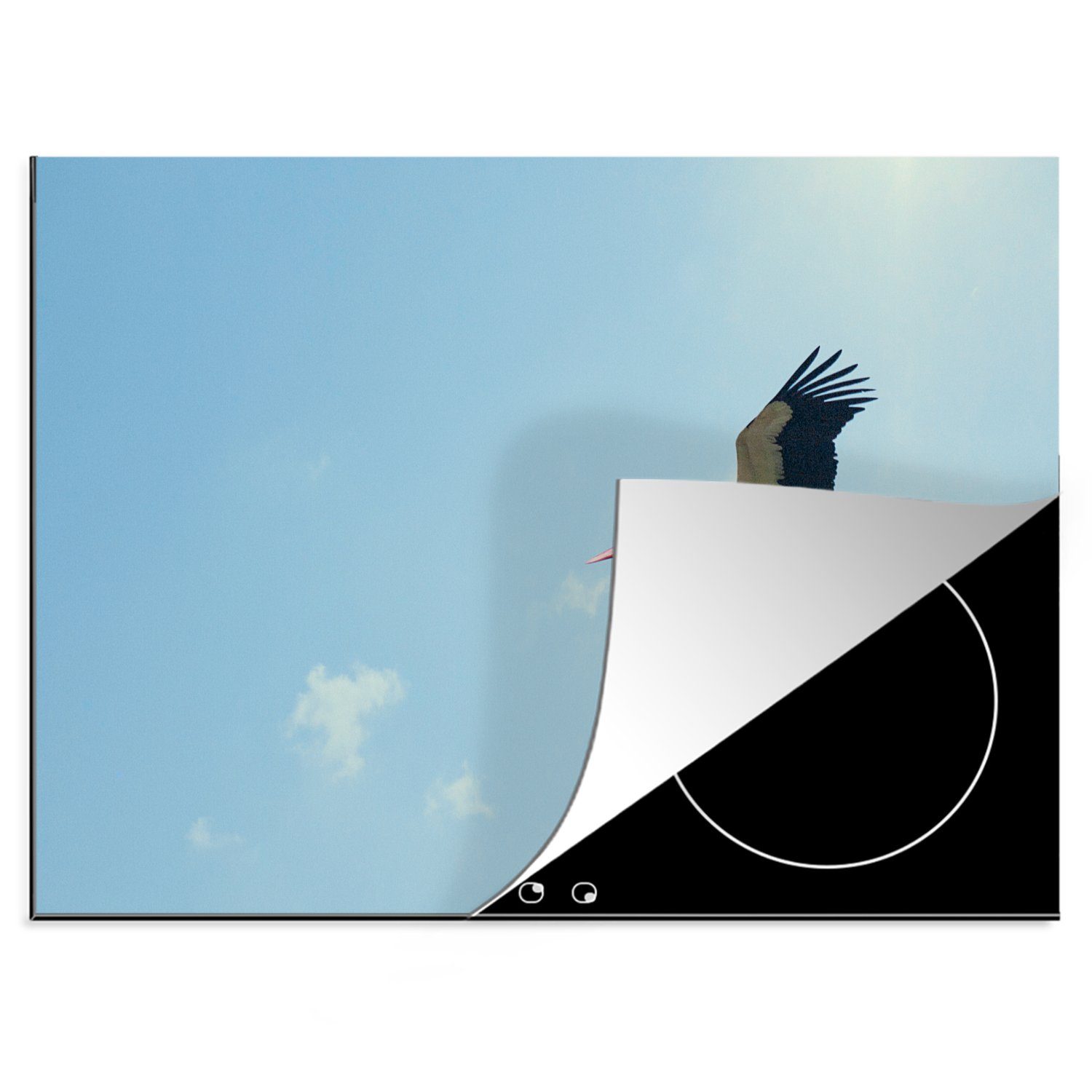 MuchoWow Herdblende-/Abdeckplatte Fantastisches Bild von einem Storch unter der Sonne, Vinyl, (1 tlg), 70x52 cm, Mobile Arbeitsfläche nutzbar, Ceranfeldabdeckung