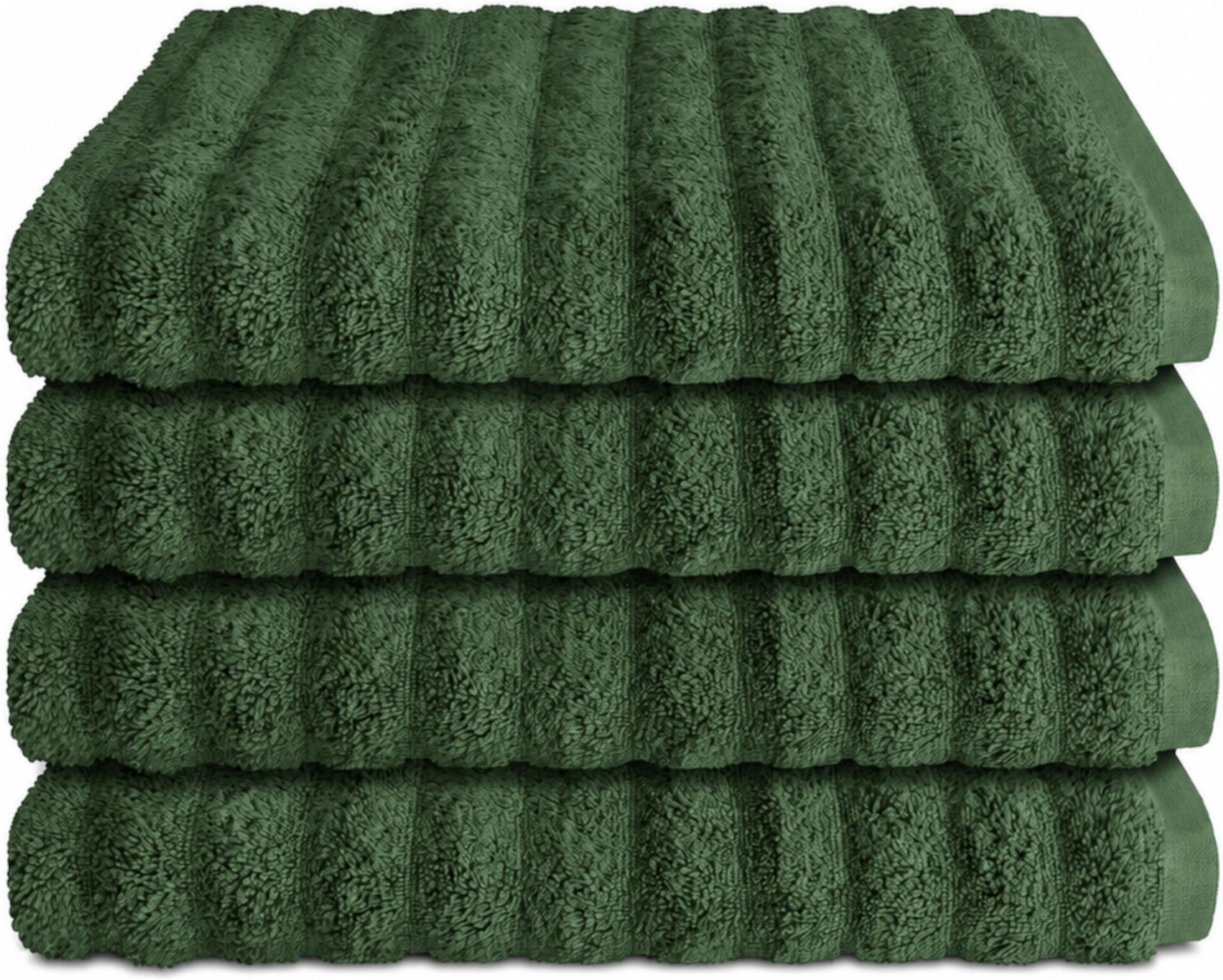 Schiesser Handtücher Neapel aus 100% Baumwolle mit eleganter Hoch-Tief-Optik, Frottier (4-St), OEKO-TEX® MADE IN GREEN