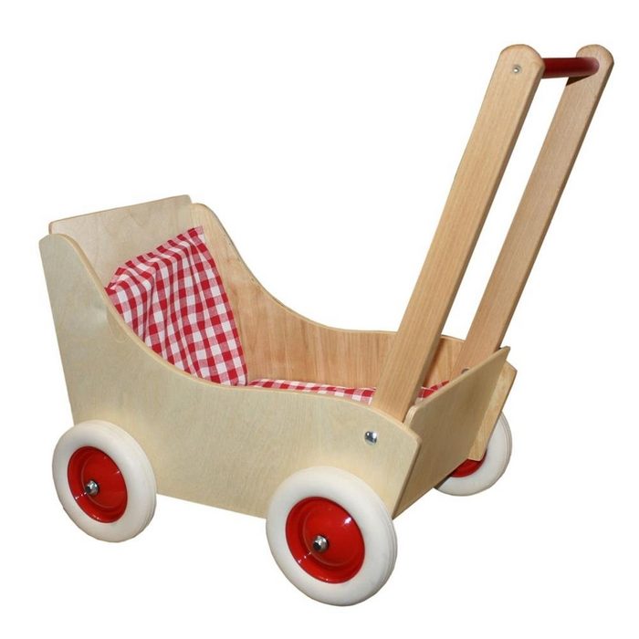 Holz-Wenzel Puppenwagen Holz Puppenwagen Laura mit Garnitur Holzspielzeug Wagen für Puppe