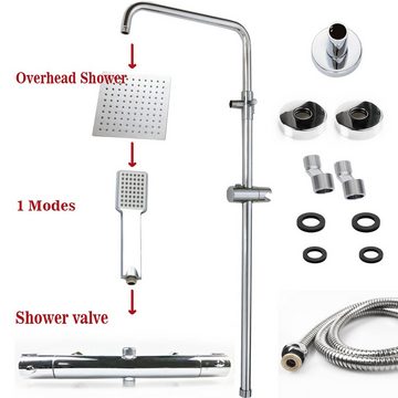 duschspa Duschsystem mit Thermostat und Handbrause Regendusche, Höhe 80-116 cm, Komplett-Set, mit 360° drehenbarem Regenduschkopf und höhenverstellbar Duschstange