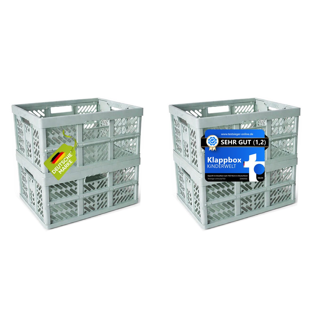 KiNDERWELT Klappbox 4 x Stabile Profi-Klappboxen mintweiss
