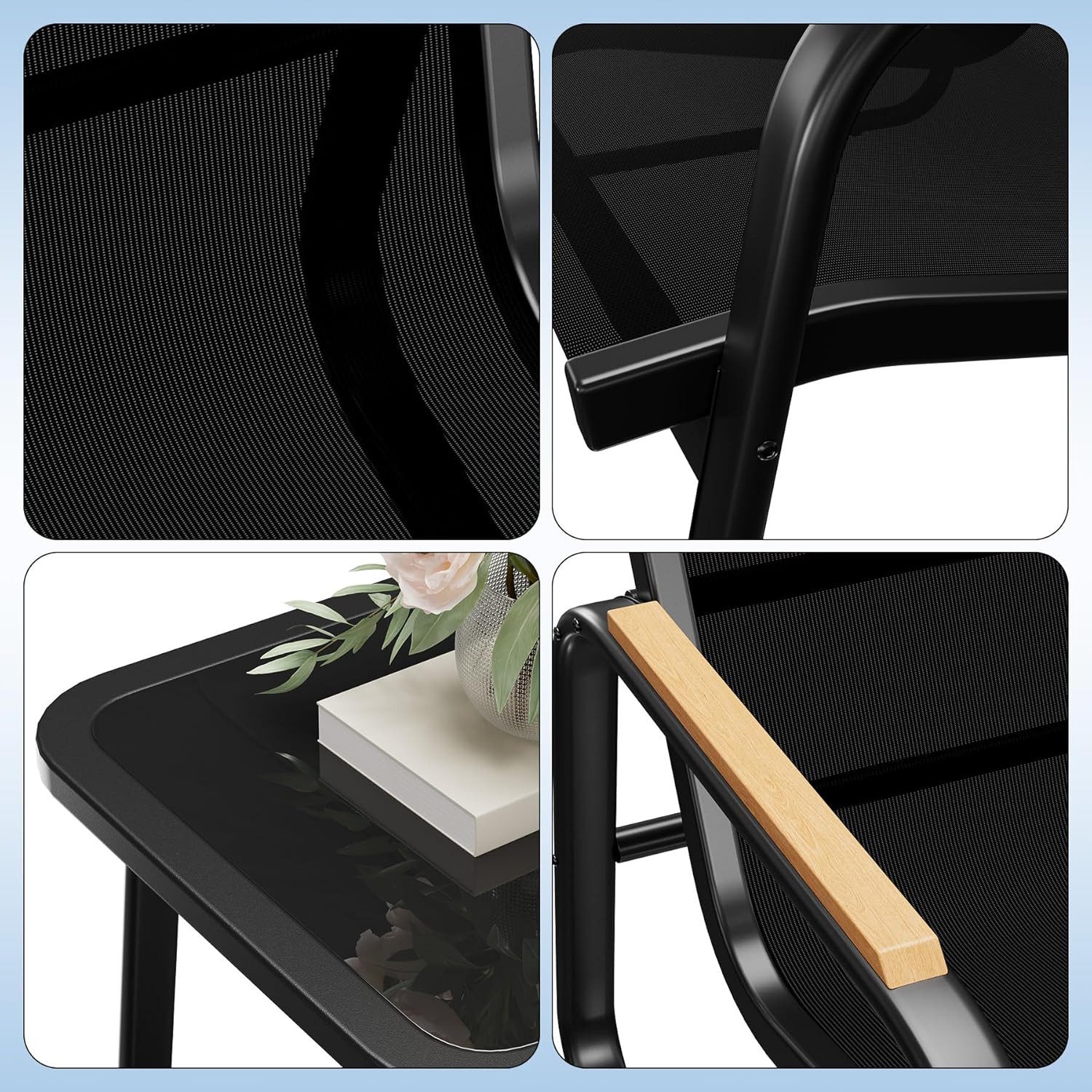 GarveeMore Gartenlounge-Set Balkonmöbel 3er-Set für 2 Personen,Stahl Garten Möbel, Balkon Lounge Gartenmöbel,Gartenlounge,wetterbeständige Terrassenmöbel