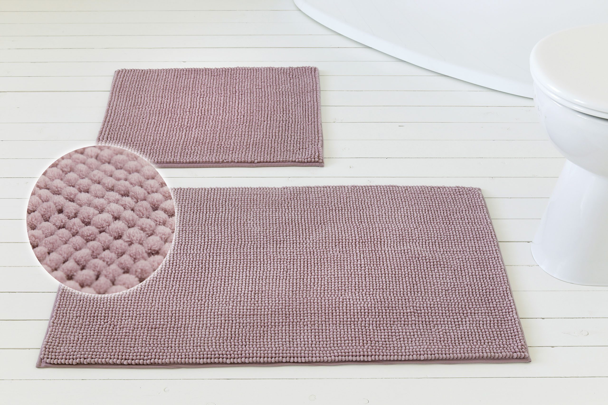 OTTO home Badematte Kaelan, weicher Chenille, Höhe 14 mm, rutschhemmend beschichtet, fußbodenheizungsgeeignet, Polyester, rechteckig, Badvorleger, Badteppich weiches Chenille, pastellfarben, Badezimmer