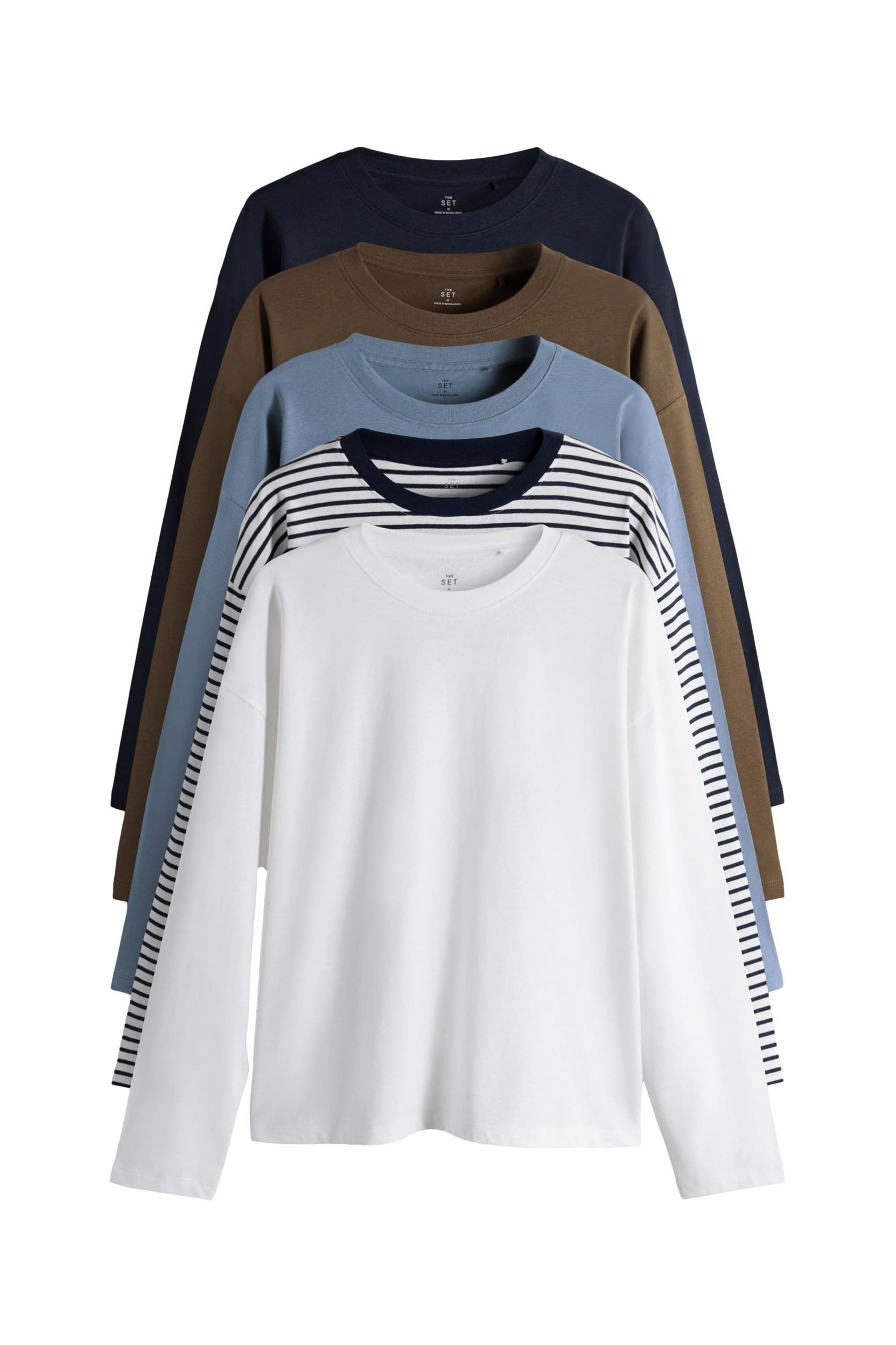 The Set Langarmshirt The Set Relaxed Fit Langarmshirts, 5er-Pack (5-tlg) günstig online kaufen