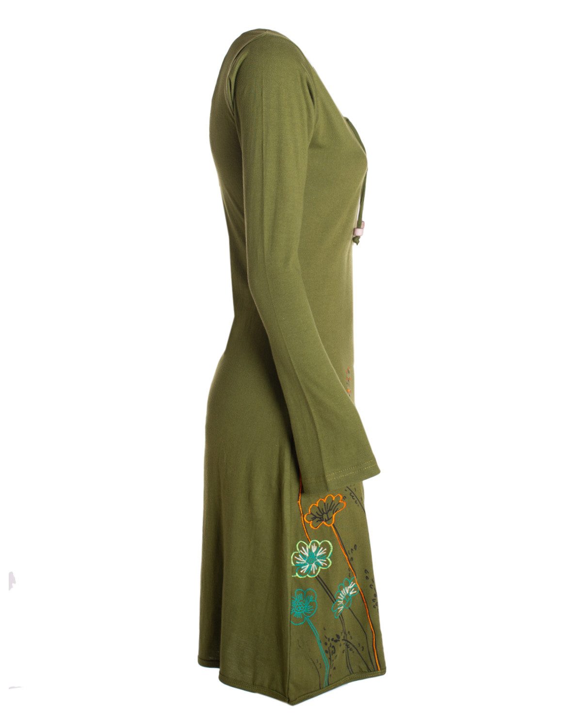 Vishes Tunikakleid Damen Langarm-Shirtkleid Tunika-Kleid Baumwollkleid mit Blumen-Print Alternative Bekleidung, Hippie, Boho, Elfen Style