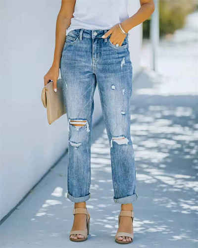 AFAZ New Trading UG Stretch-Jeans Stretch-Jeans Damen Jeans mit Destroyed-Look
