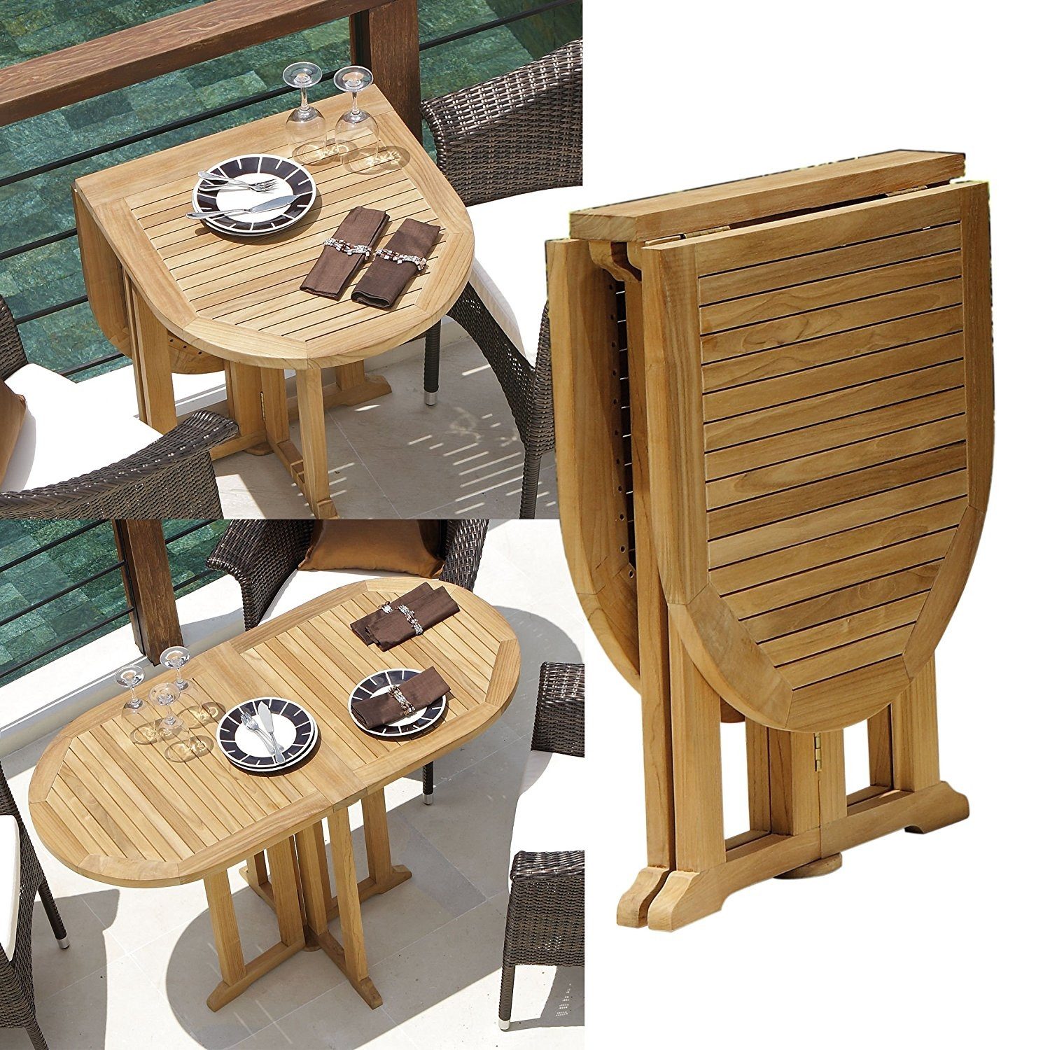 Destiny Gartentisch Balcony (1-St), 120x60x75cm oval, klappbar, Teakholz