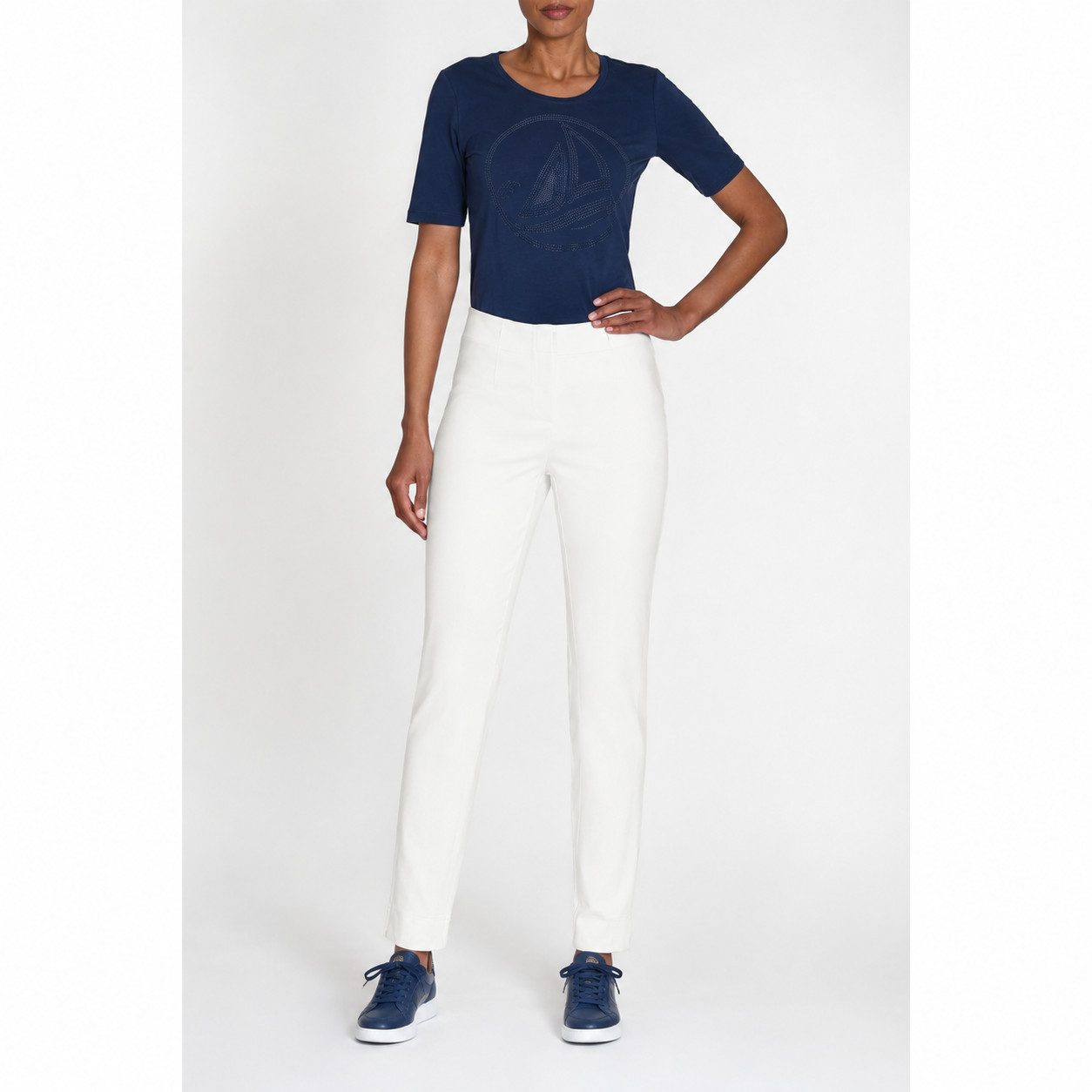 ROBELL Stoffhose Bengaline Damenhose Stretch Schlupfhose mit Comfortbund Beruf Businesshose Damen und zugleich Freizeithose Damen