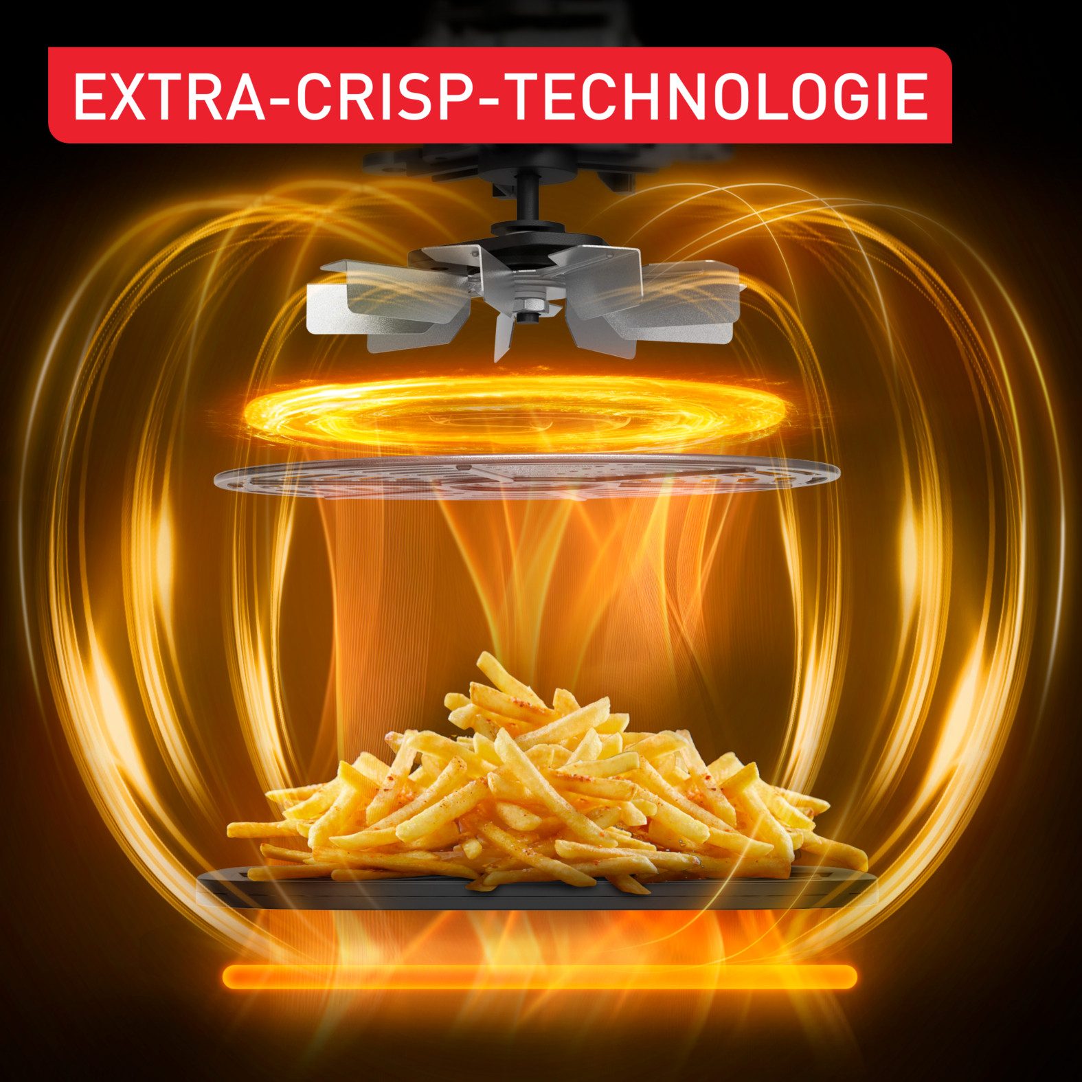 Tefal Heißluftfritteuse Easy Fry XL Surface mit Pizzabackfunktion, kompaktes Design, 2200 W, Extra-Crisp-Technologie, spart Zeit und Energie, Sichtfenster, FW4018