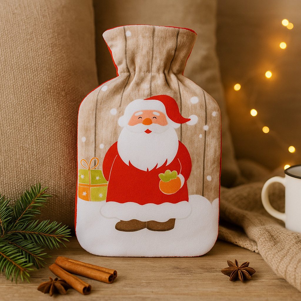 Out of the Blue Wärmflasche Weihnachts Wärmflasche 1L mit Motivbezug 26x16 cm 4 Designs, Wärmender Weihnachtsgruß mit Kuschelfaktor