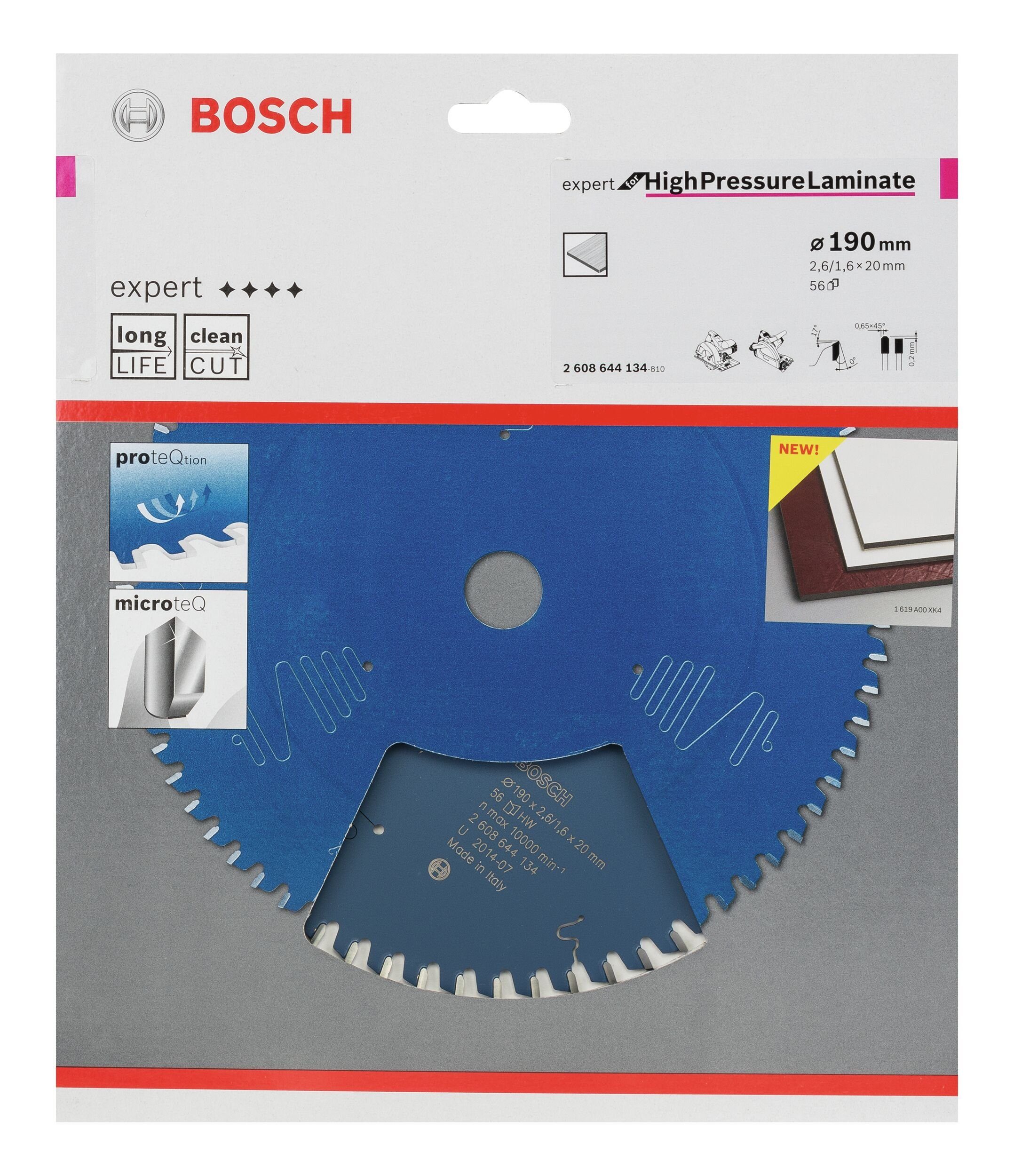 x - 190 BOSCH For 2,6 20 High 56Z, Kreissägeblatt Pressure x Expert Laminate mm