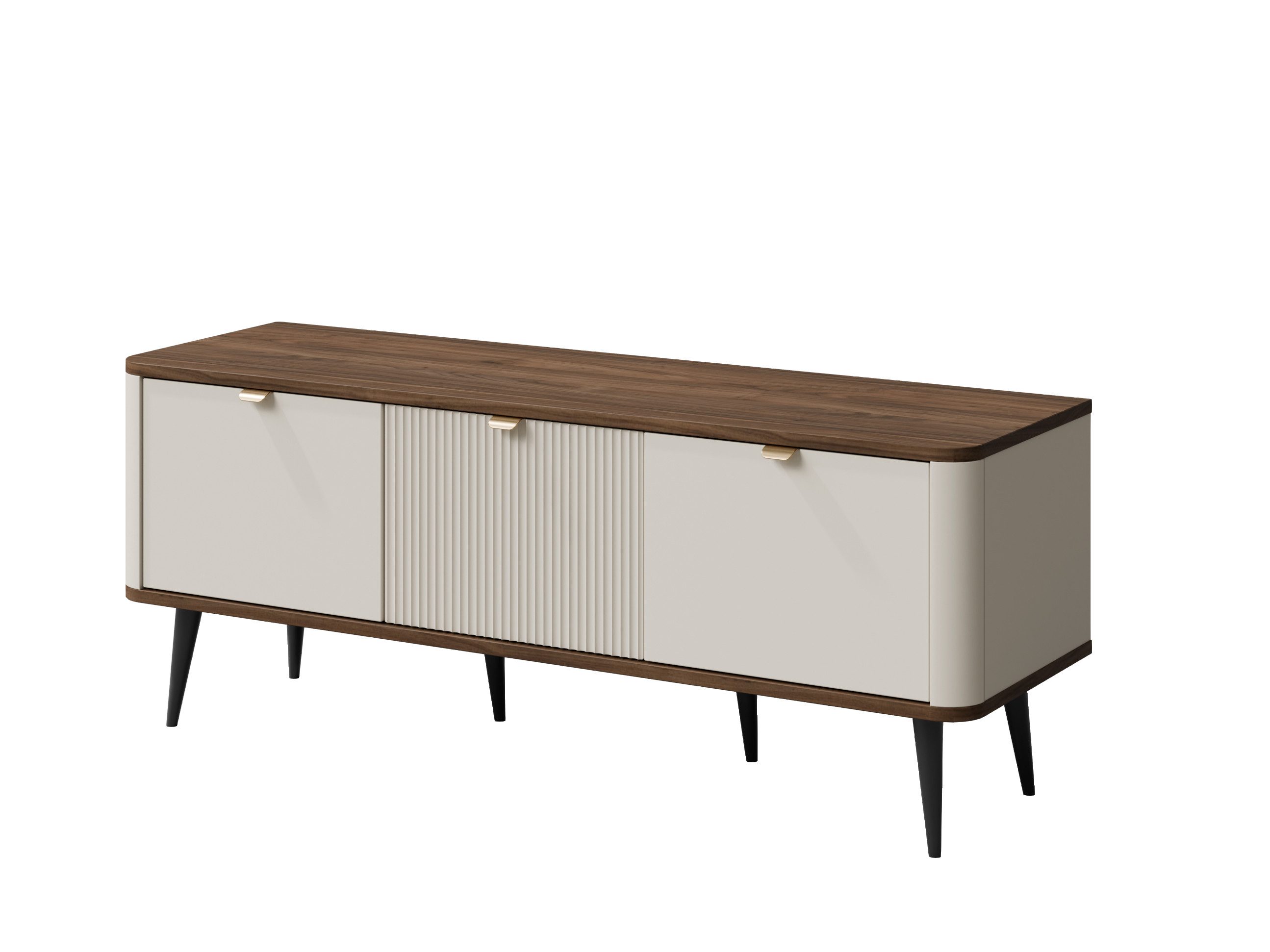 TV-Schrank modern Design, TV-Kommode mit Lamellen, Breite: 130 cm