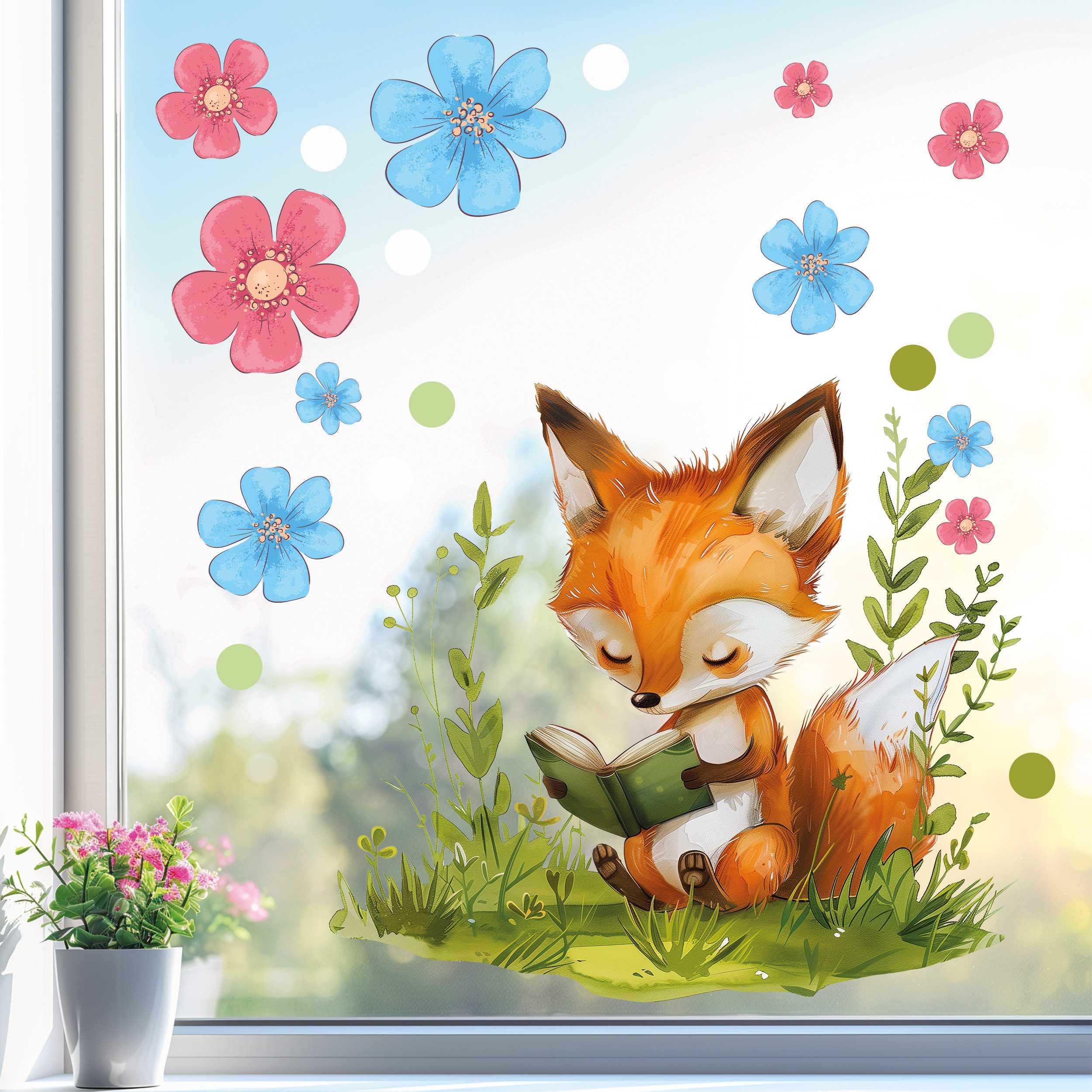 Sunnywall Fensterdekoration wiederverwendbares Fensterbild Buch lesender günstig online kaufen