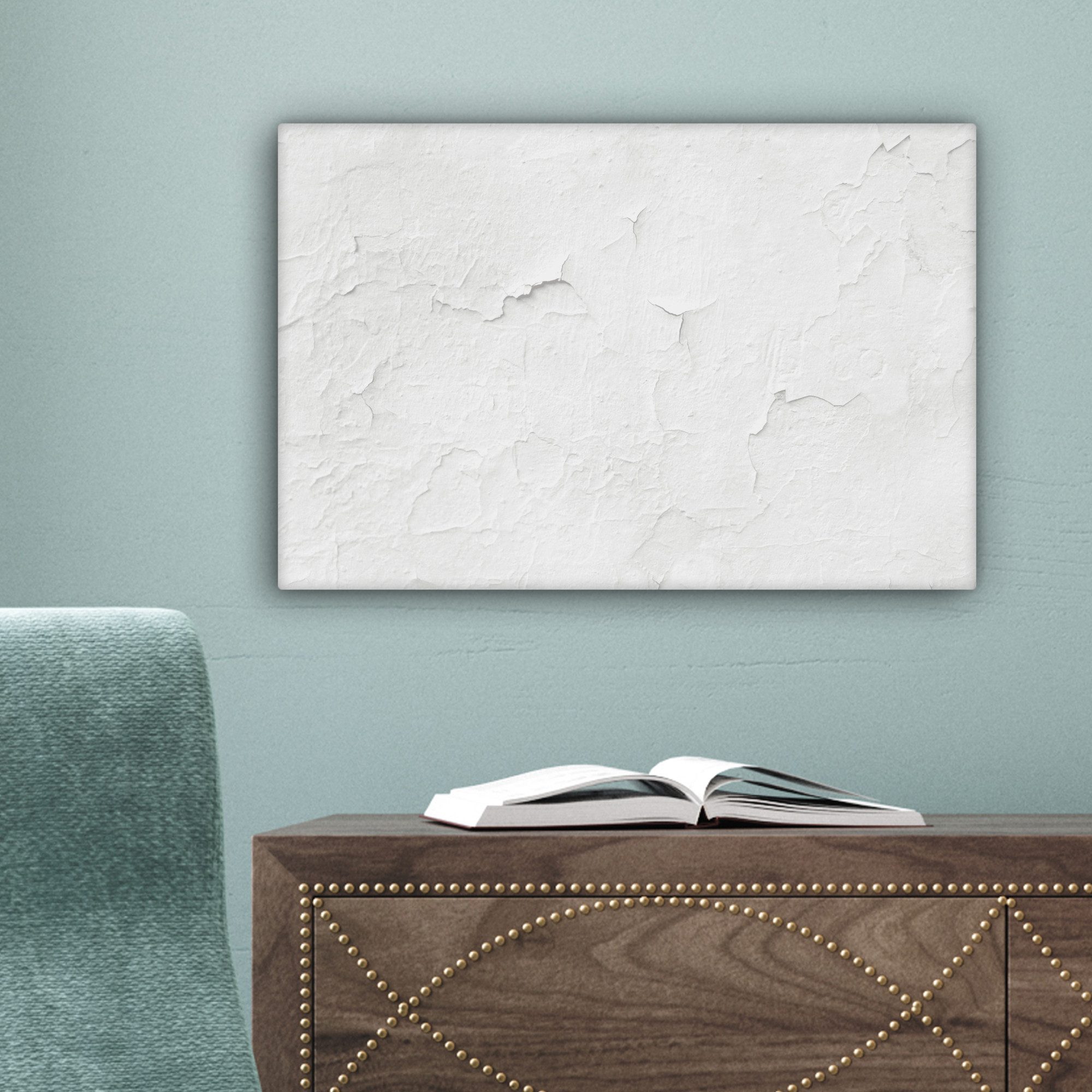 OneMillionCanvasses® Leinwandbild Spachtelmasse - Weiß - Textur, Fotodruck (1 St), Leinwand Bilder Klein, Wand Dekoration Aesthetic 30x20 cm – Bild 3 von 5