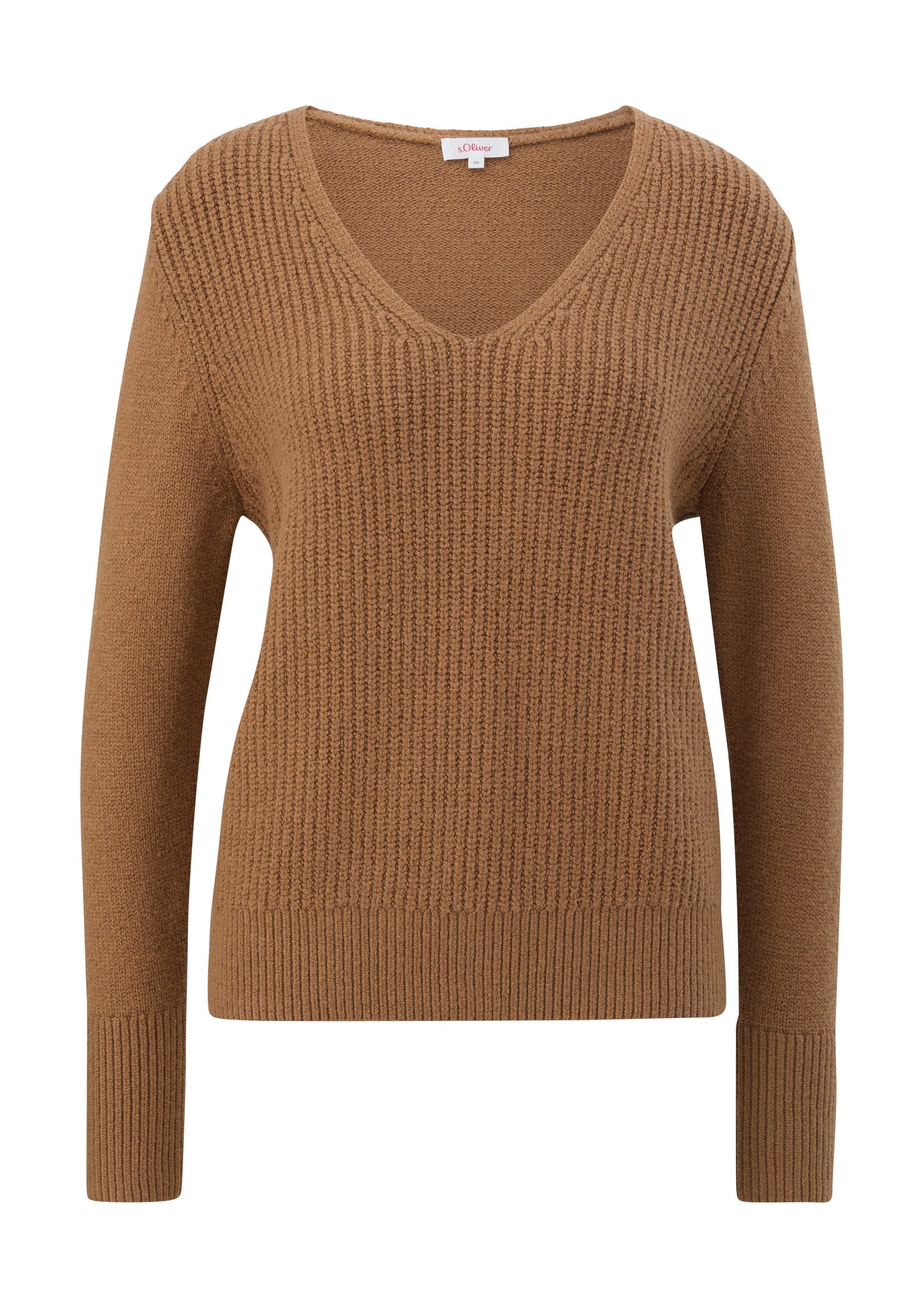 s.Oliver Longpullover Strickpullover Strickpullover mit V-Ausschnitt günstig online kaufen