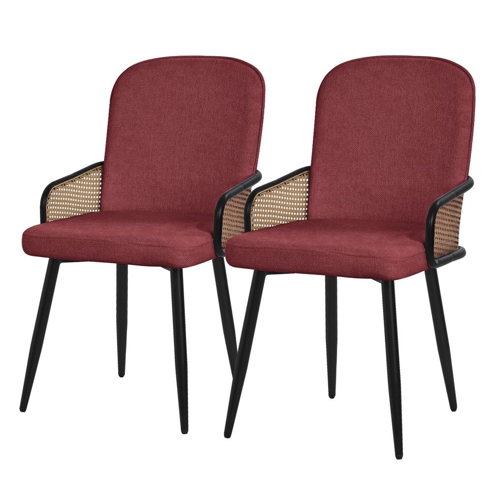 ML-DESIGN Polsterstuhl Esszimmerstühle mit Armlehne & Rückenlehne Ergonomische moderne Design (2 St), Armlehnstuhl mit Metallbeine 2er Set Rot Lounge Sessel bis 120 kg