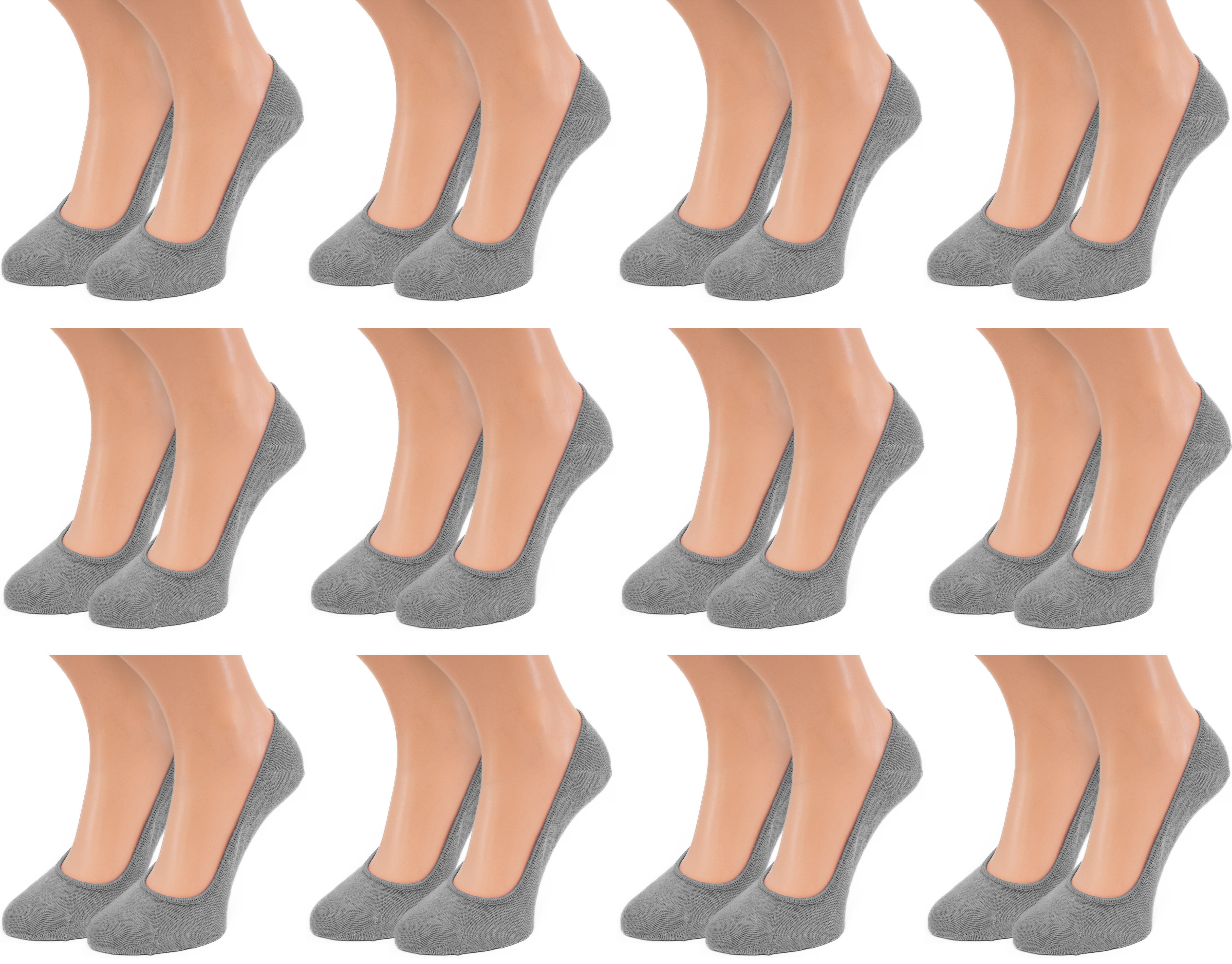 BRUBAKER Füßlinge unsichtbare kurze Socken, Sneakersocken für Damen (12-Paar) Basic Ballerina Socken Set für Frauen, Baumwolle, Größe 36-41