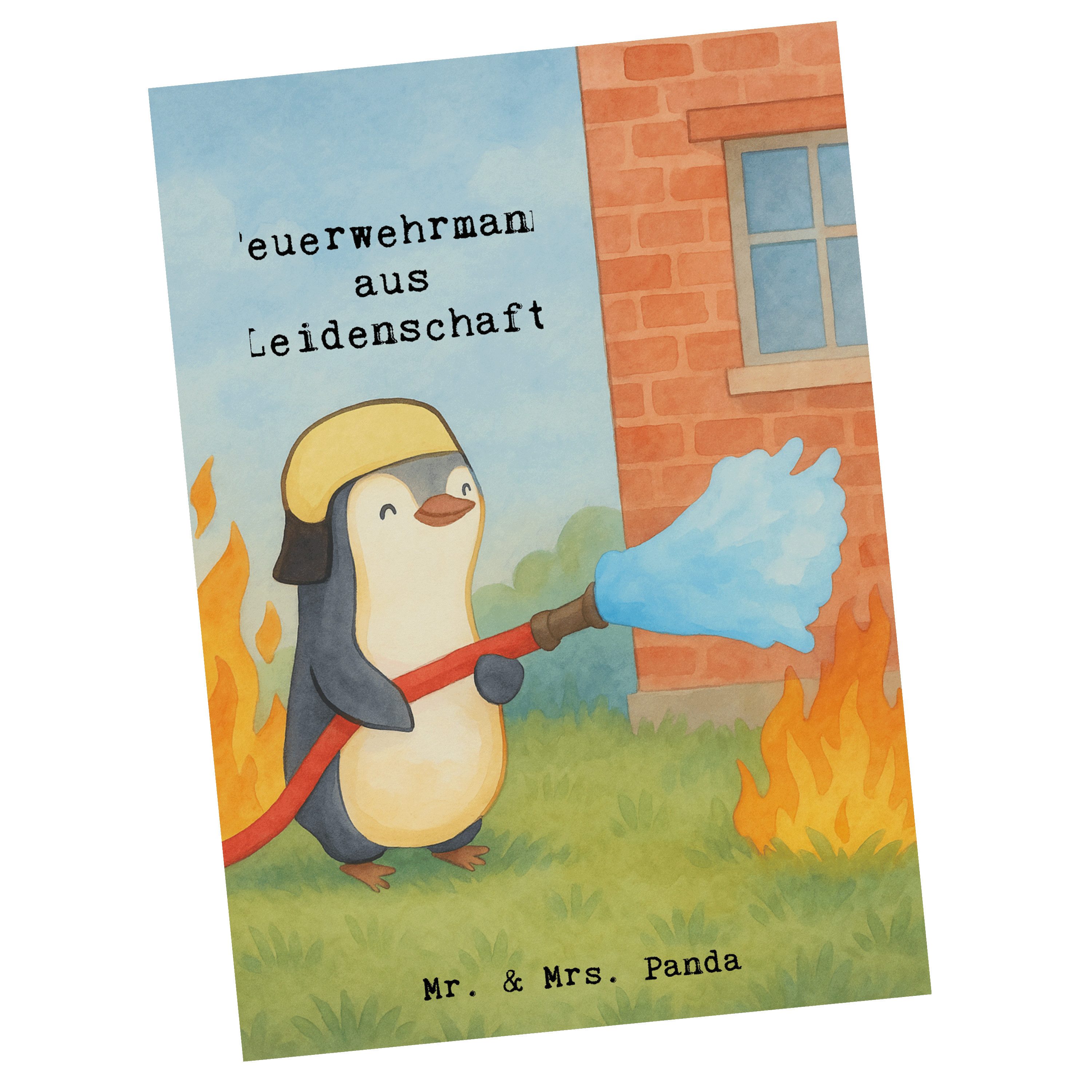 Mr. & Mrs. Panda Postkarte Feuerwehrmann Leidenschaft Design, Postkarte, Weiß, Postkarten, Postk, Designkarte Feuerwehrmann Freiwillige Feuerwehr