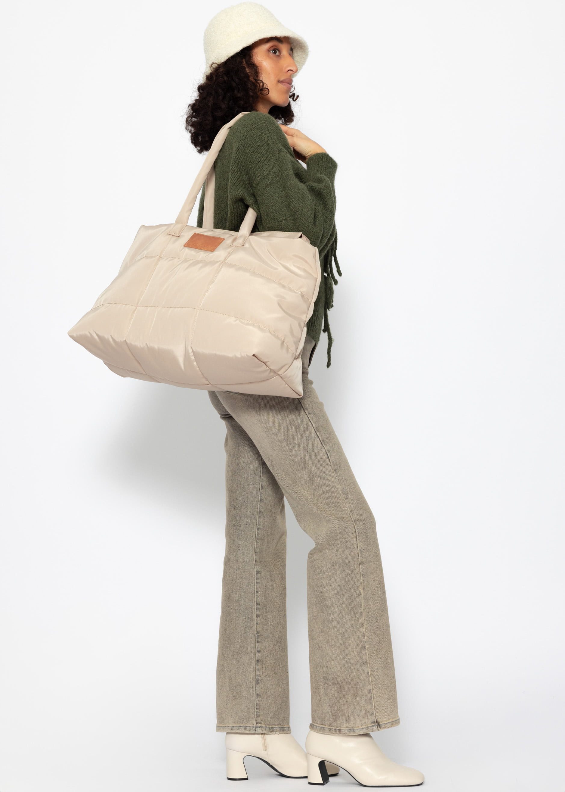 SASSYCLASSY 5-Pocket-Jeans Straight Fit Jeans Damen Mittelblau Greige