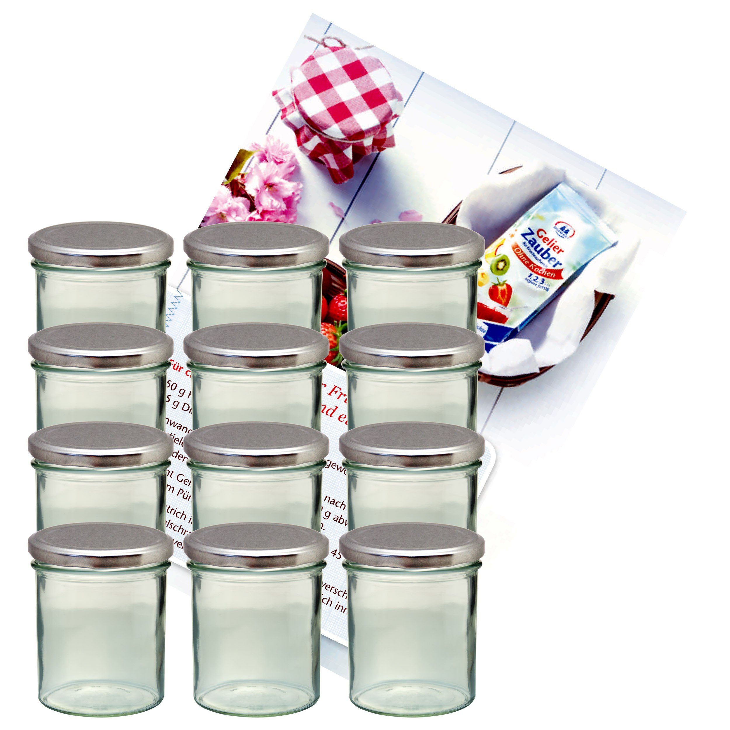 MamboCat Einmachglas 12er Set Sturzglas 350 ml Marmeladenglas Einmachglas silberner Deckel, Glas | Einmachgläser