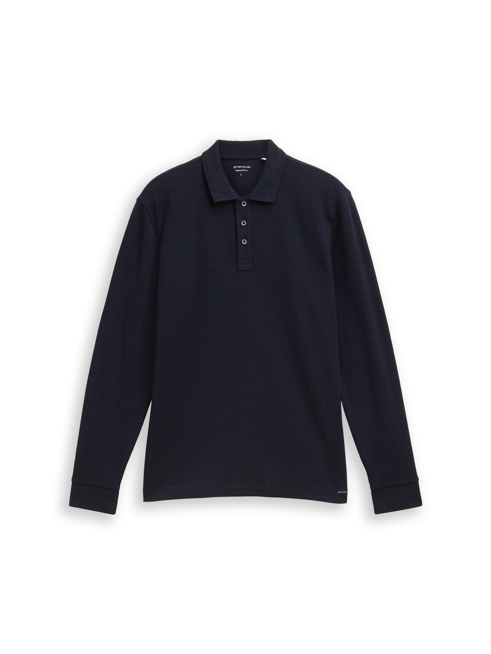 TOM TAILOR Langarm-Poloshirt Poloshirts Langarm Poloshirt mit Waffelstruktur