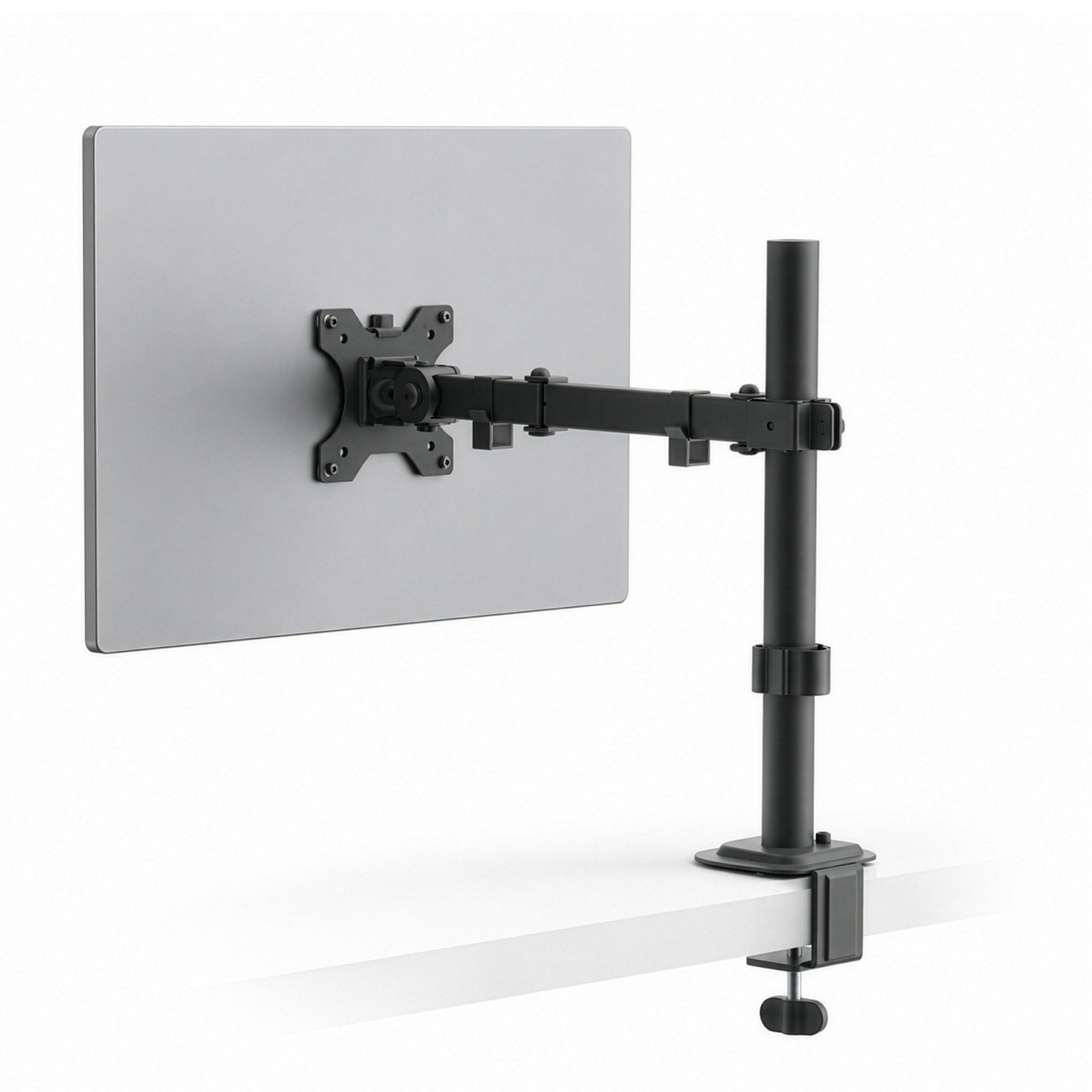 Floordirekt Monitor-Halterung Mit Tischklemme, höhenverstellbar, VESA, für 15-32 Zoll, (bis 32 Zoll, Monitorhalterung inkl. Montagematerial und Werkzeug, Kabelmanagement, Werkzeughalter integriert)