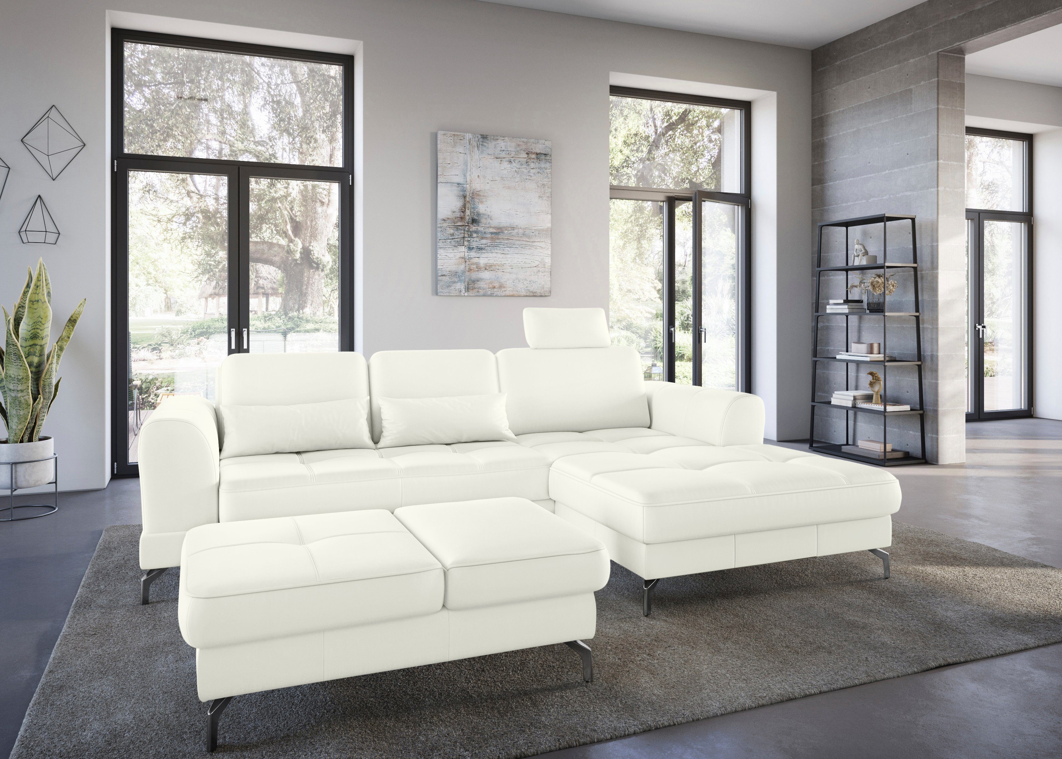 sit&more Ecksofa Bendigo L-Form, inklusive Sitztiefenverstellung, Bodenfreiheit 12 cm, in 2 Fußfarben