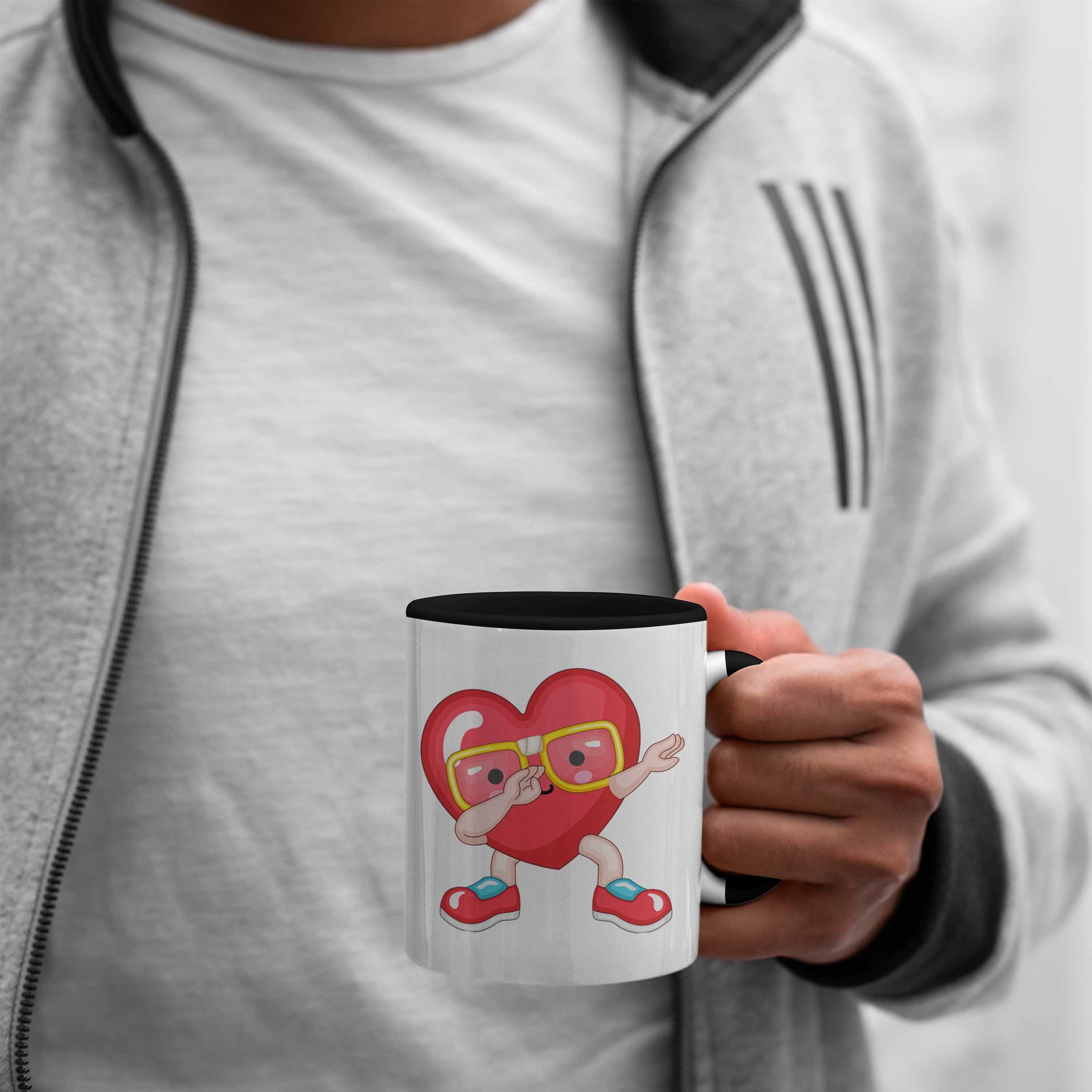 zum Tasse mit für Tasse Herz-Grafik Romantisches Schwarz Geschenk Freund Trendation Va Freundin