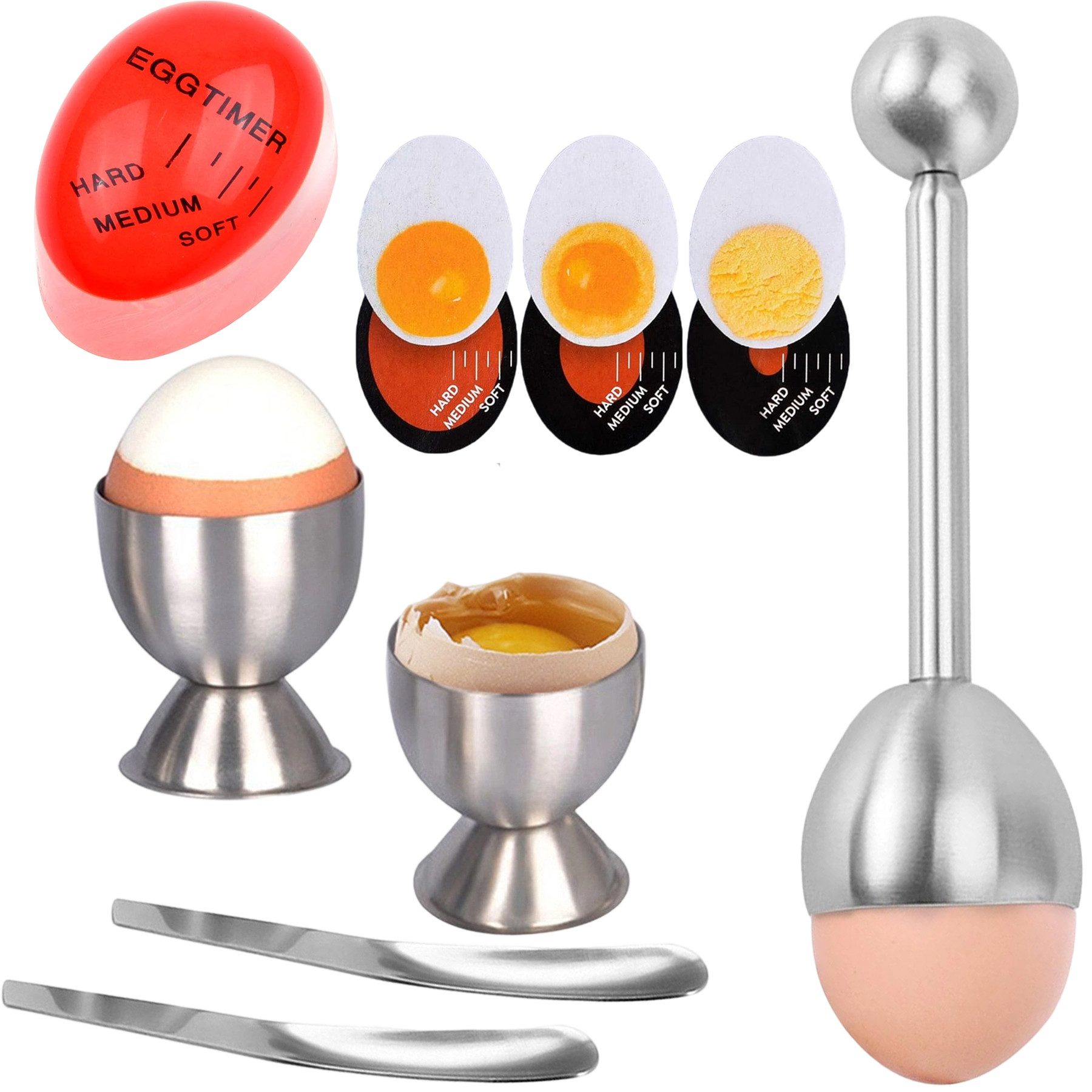 Mutig Eierköpfer 6erPack Eierköpfer aus hochwertigem Edelstahl,Eierschneider/Eieröffner, (präzises Öffnen von Eiern, perfekte Frühstücks-Ergänzung, Eierschalenbrecher Eieröffner mit 2 Tassen, 2 Löffeln, 1 Topper), Eierschalensollbruchstellenverursacher, Remover Separator