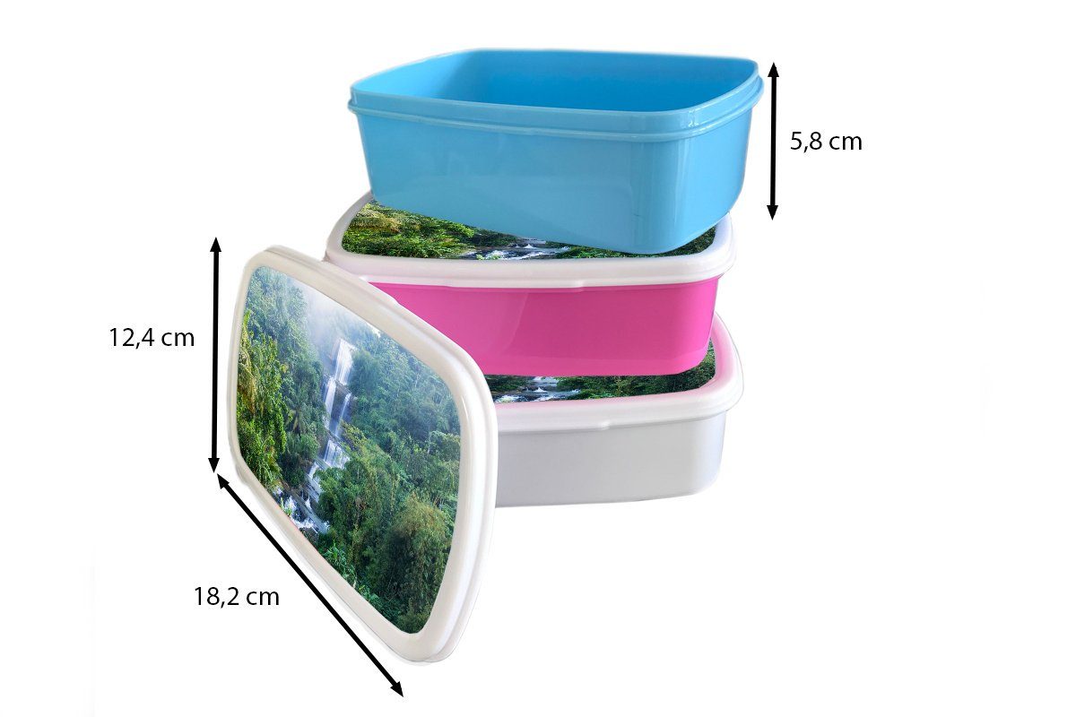 Brotbox Wasserfälle Mädchen (2-tlg), MuchoWow Brotdose, für und Erwachsene, in Indonesien, Kunststoff, für weiß Kinder Jungs und Lunchbox