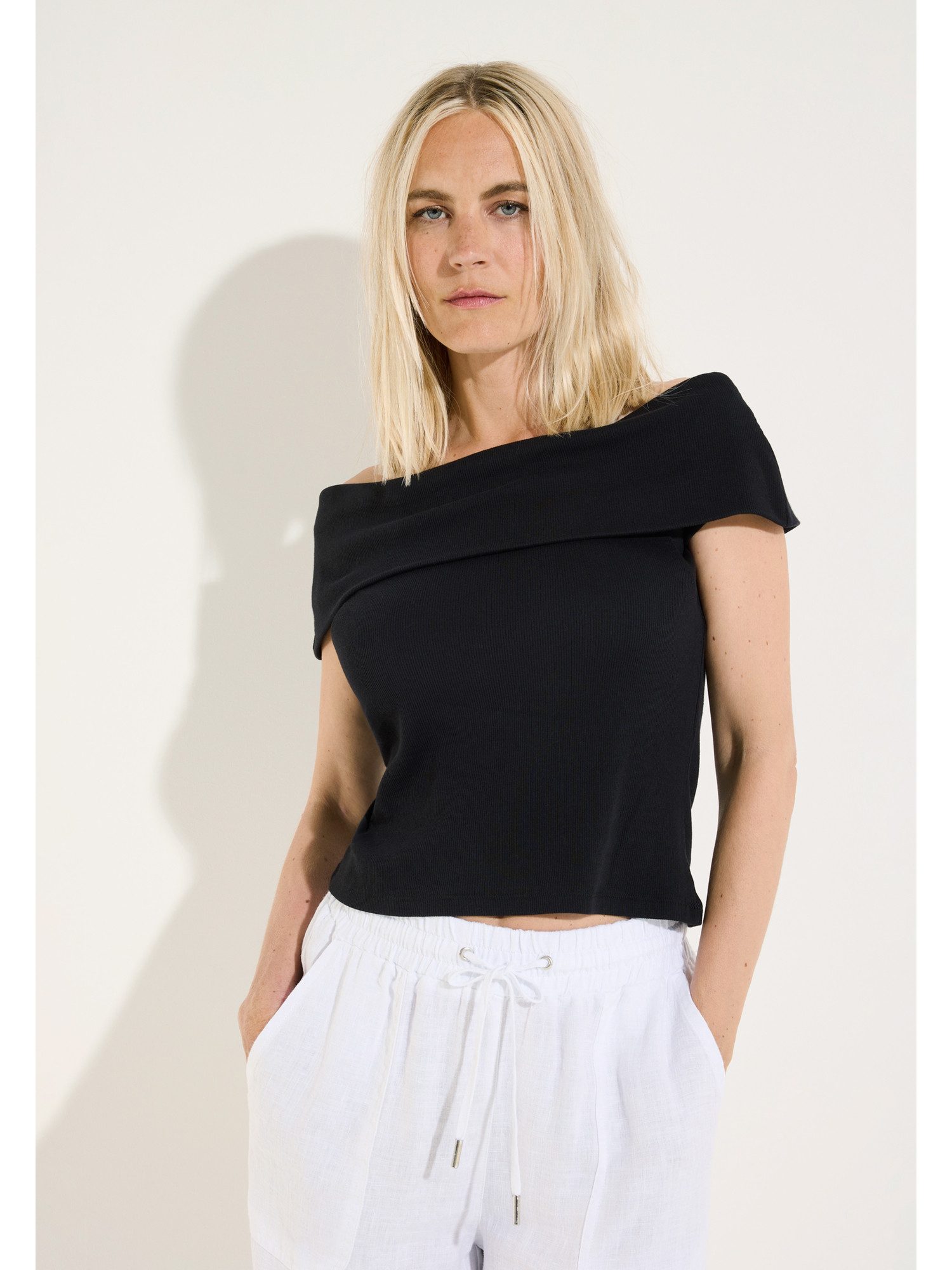 MORE&MORE Kurzarmshirt schulterfreies, schmales Carmenshirt