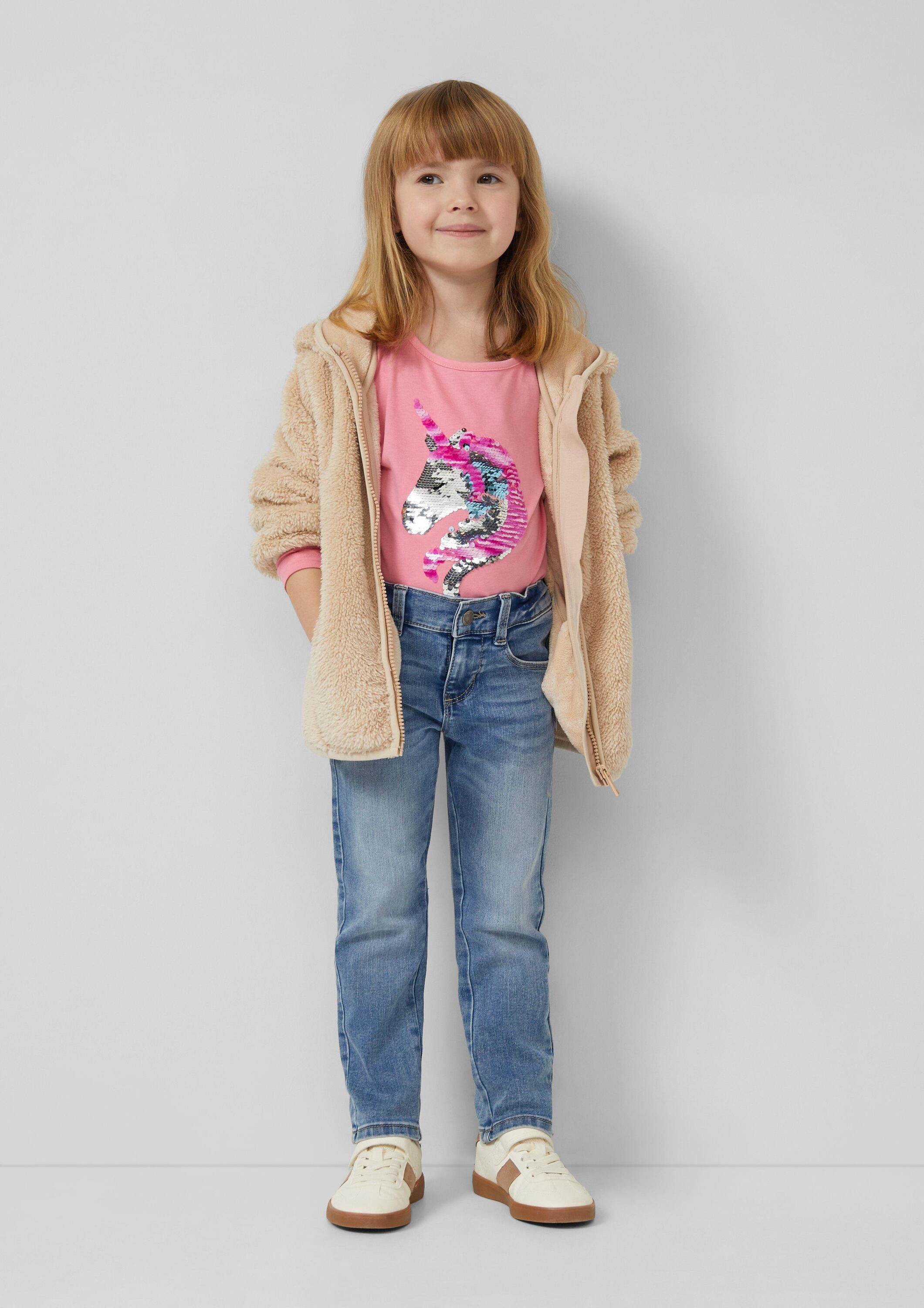 s.Oliver Langarmshirt T-Shirt Langarm-Jersey-Shirt mit Pailletten im A-Shape