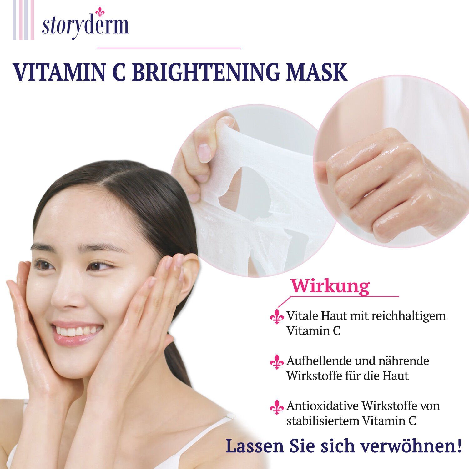 Storyderm Gesichtsmaske NEUHEIT aus Storyderm C, Premium Gesichtsmaske BRIGHTENING C VITAMIN 1-tlg. Tuchmaske Korea Vitamin Pflege