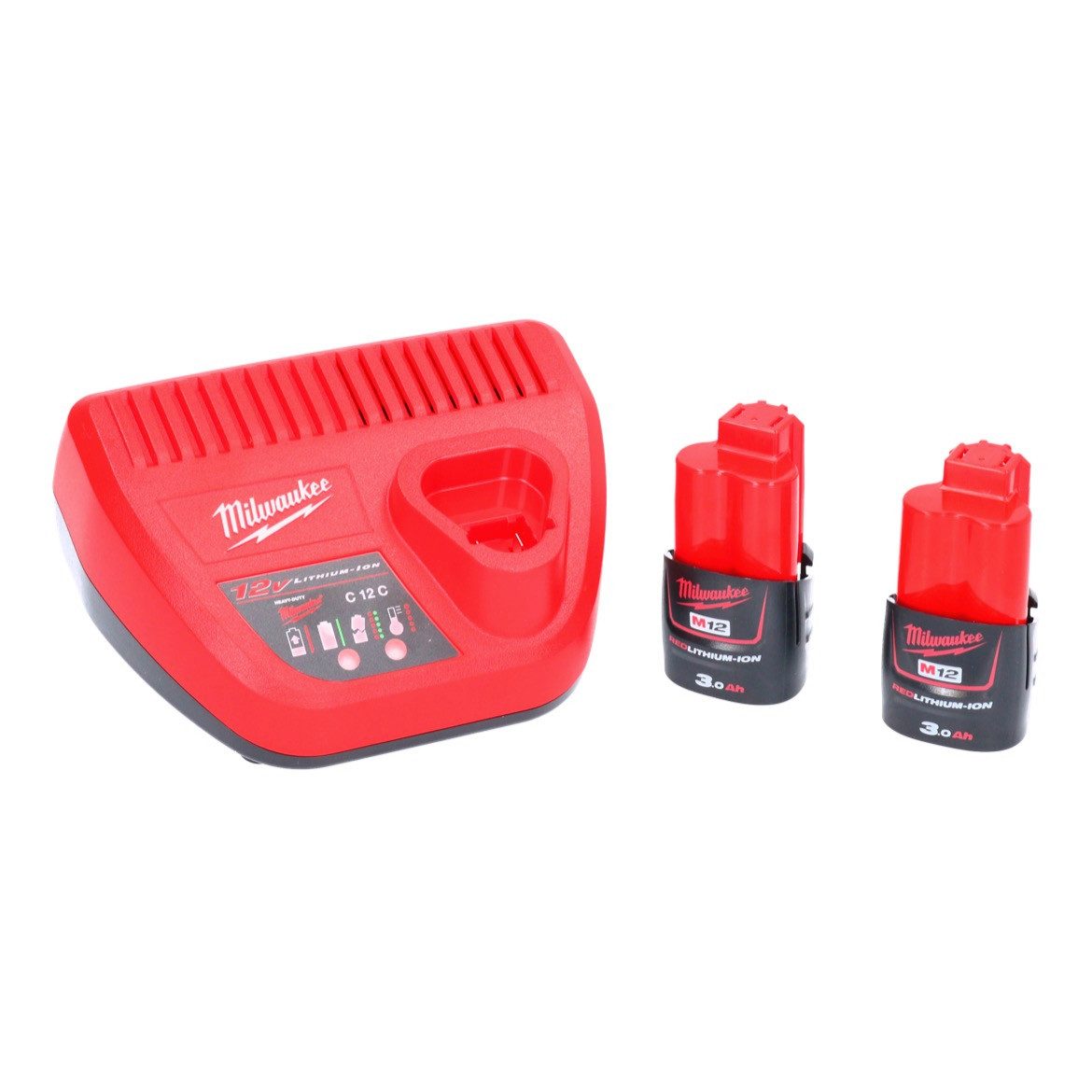 Milwaukee M12 NRG-302 Akku Starter Set 2x 12 V 3,0 Ah / 3000 mAh Li-Ion Akku (Akkupacks