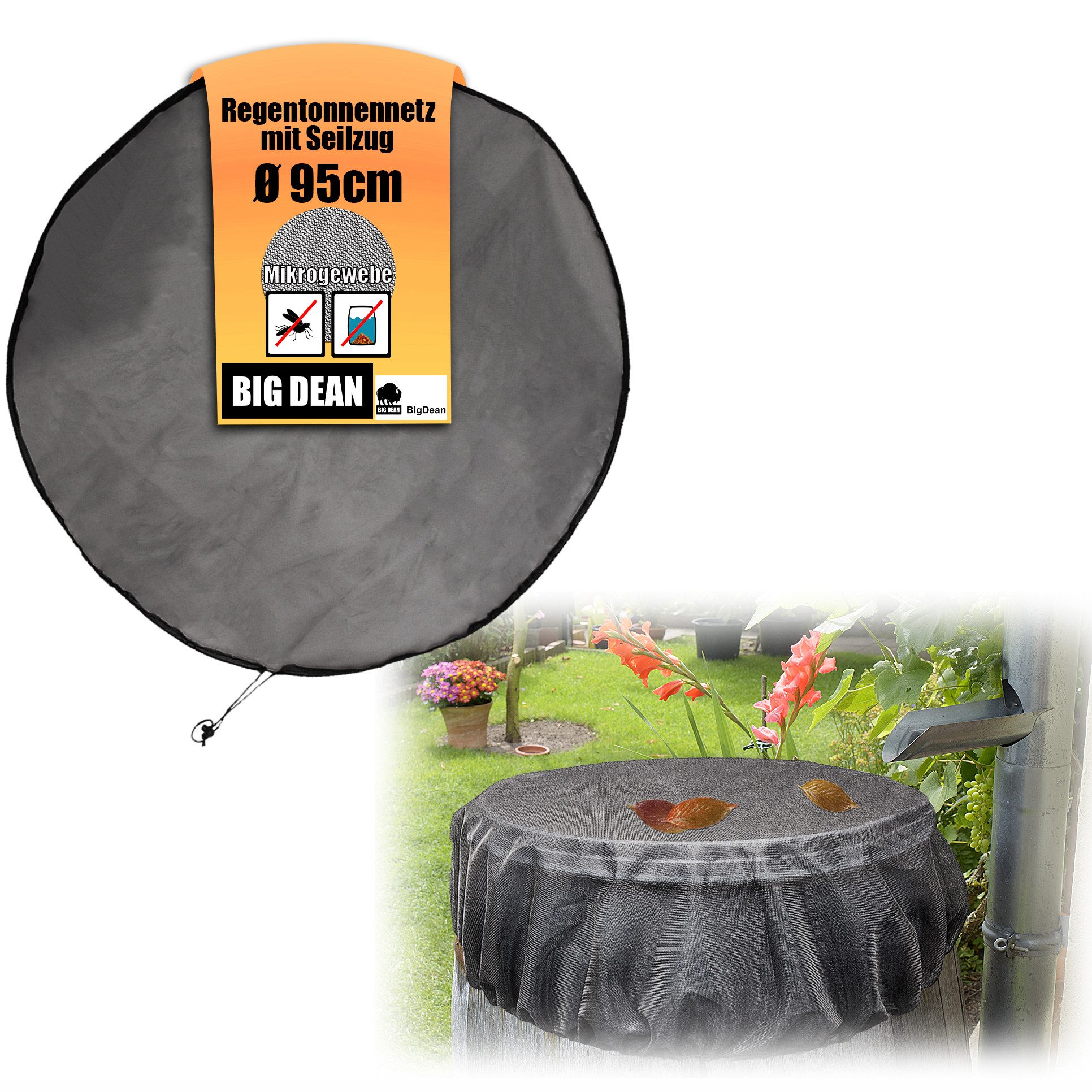 BigDean Дощові бочкиdeckel Abdeckung Netz für Regentonne rund 95cm Schutz vor Stechmücken Laub, (1-tlg)
