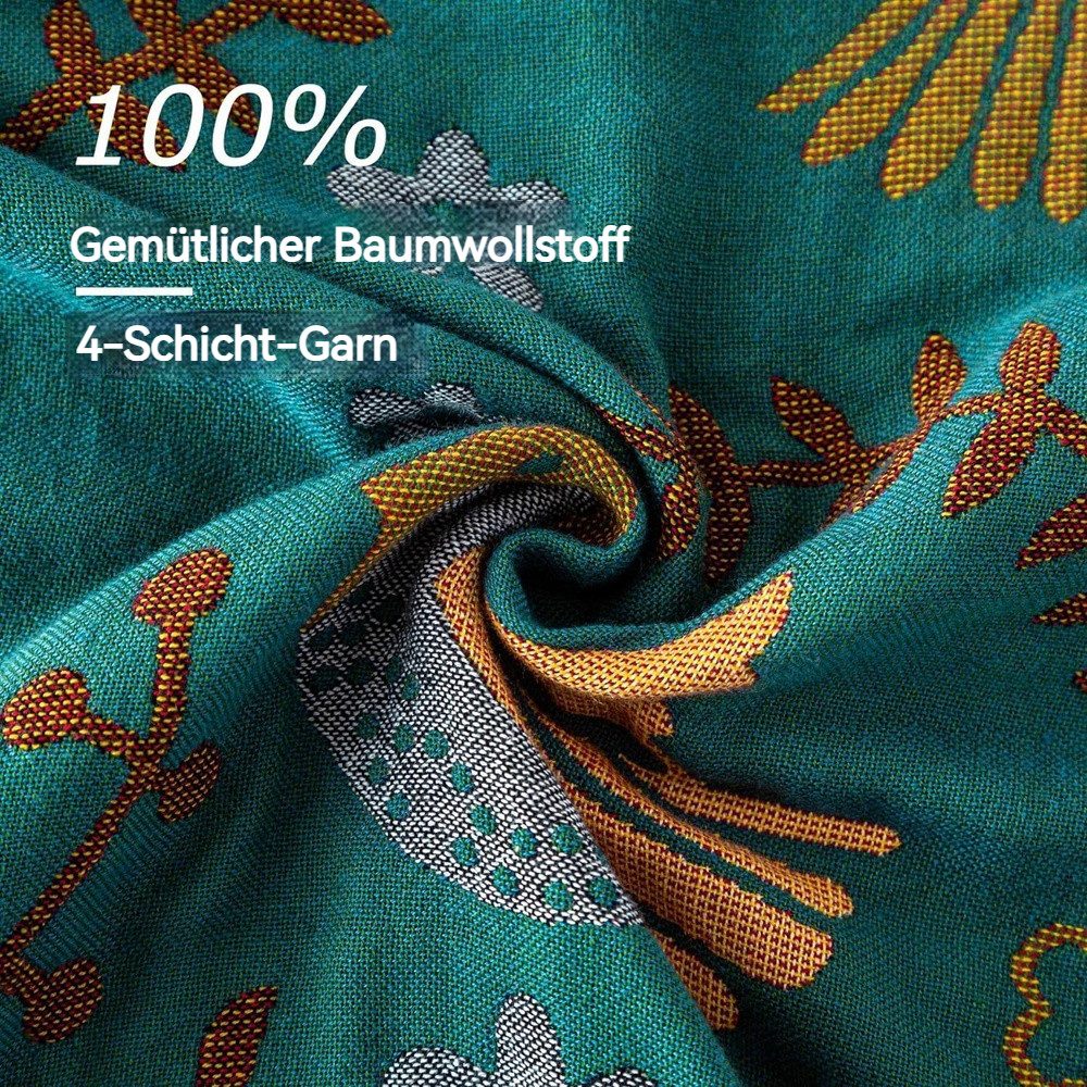 Diwzbyn Tagesdecke Boho Tagesdecke, Weiche Sommerdecke mit Vogel- & Blumenstickerei, Leichte Ganzjahresdecke für Bett, Sofa, Couch & Stuhl, Atmungsaktiv – Bild 5 von 5
