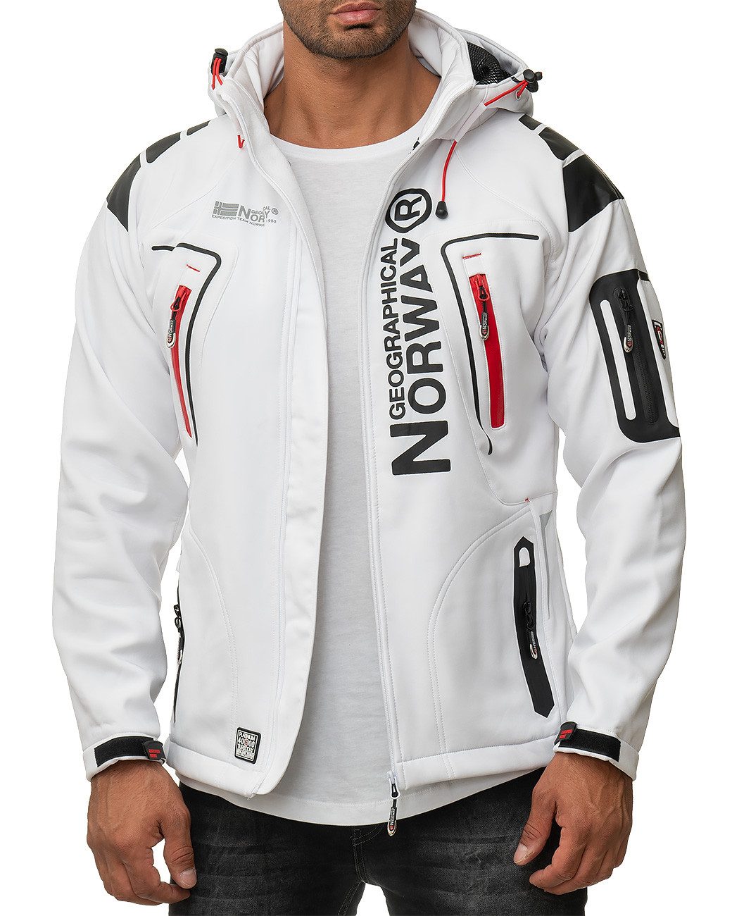 Geographical Norway Softshelljacke Herren Regular Fit Jacke batechno men White XXL Wärmeisolierend für optimalen Komfort