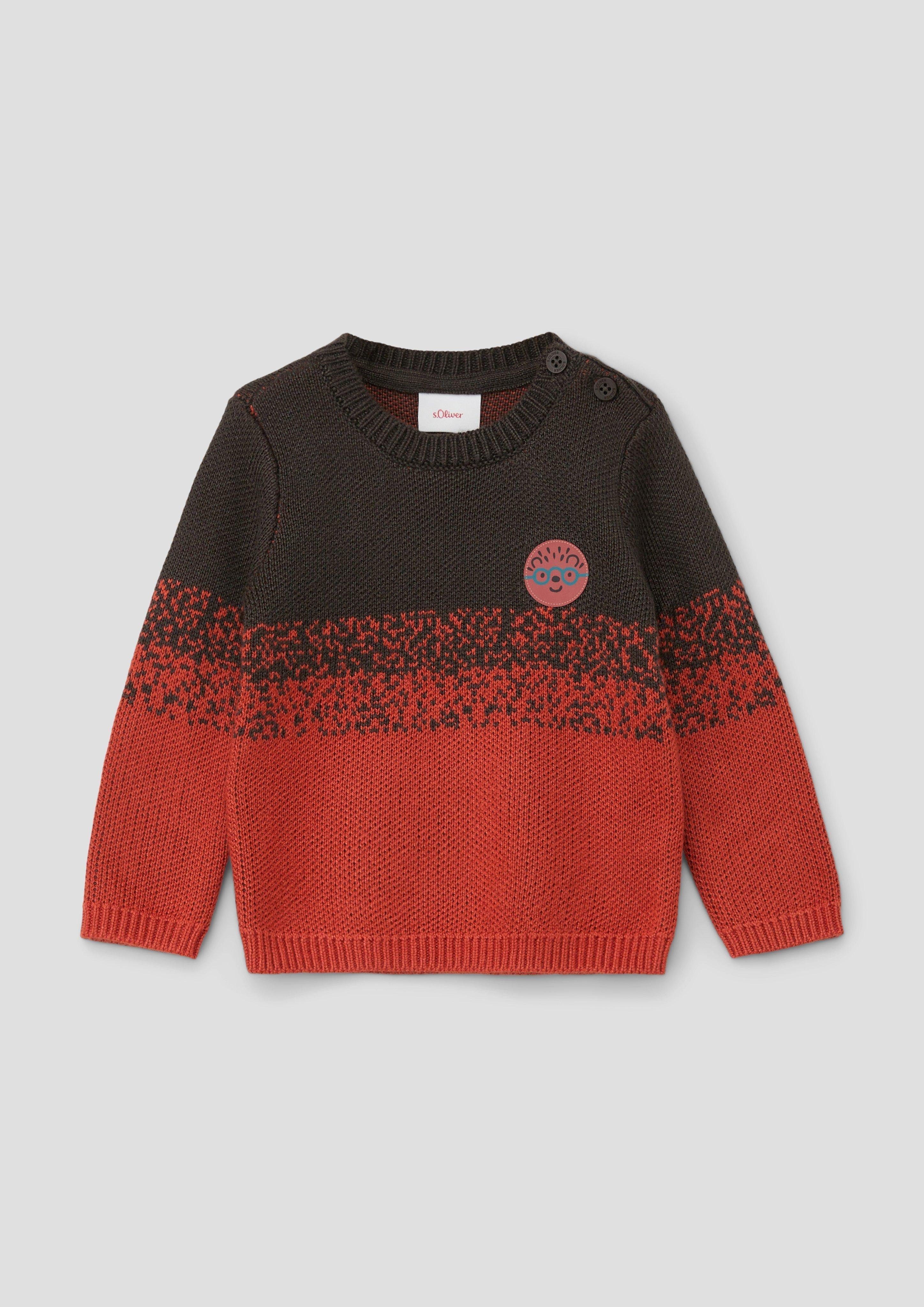 s.Oliver Langarmshirt Strickpullover mit Farbverlauf Applikation günstig online kaufen