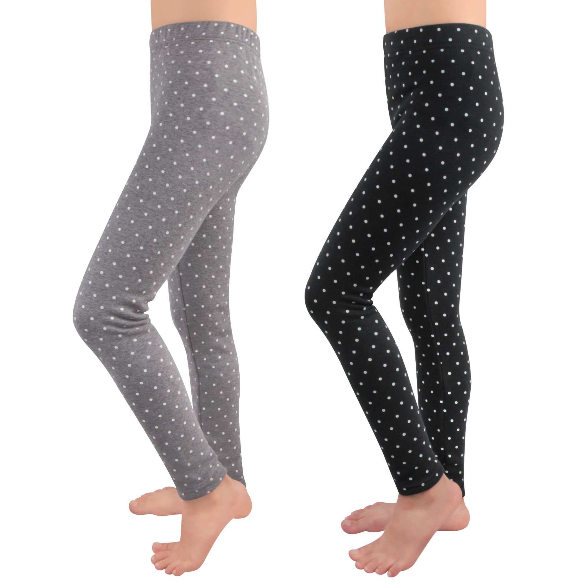 L&K-II Thermoleggings 4603 (1/2/3er-Pack, 2-tlg., 2er-Pack) gefütterte Winter Leggings Mädchen mit Punktmuster